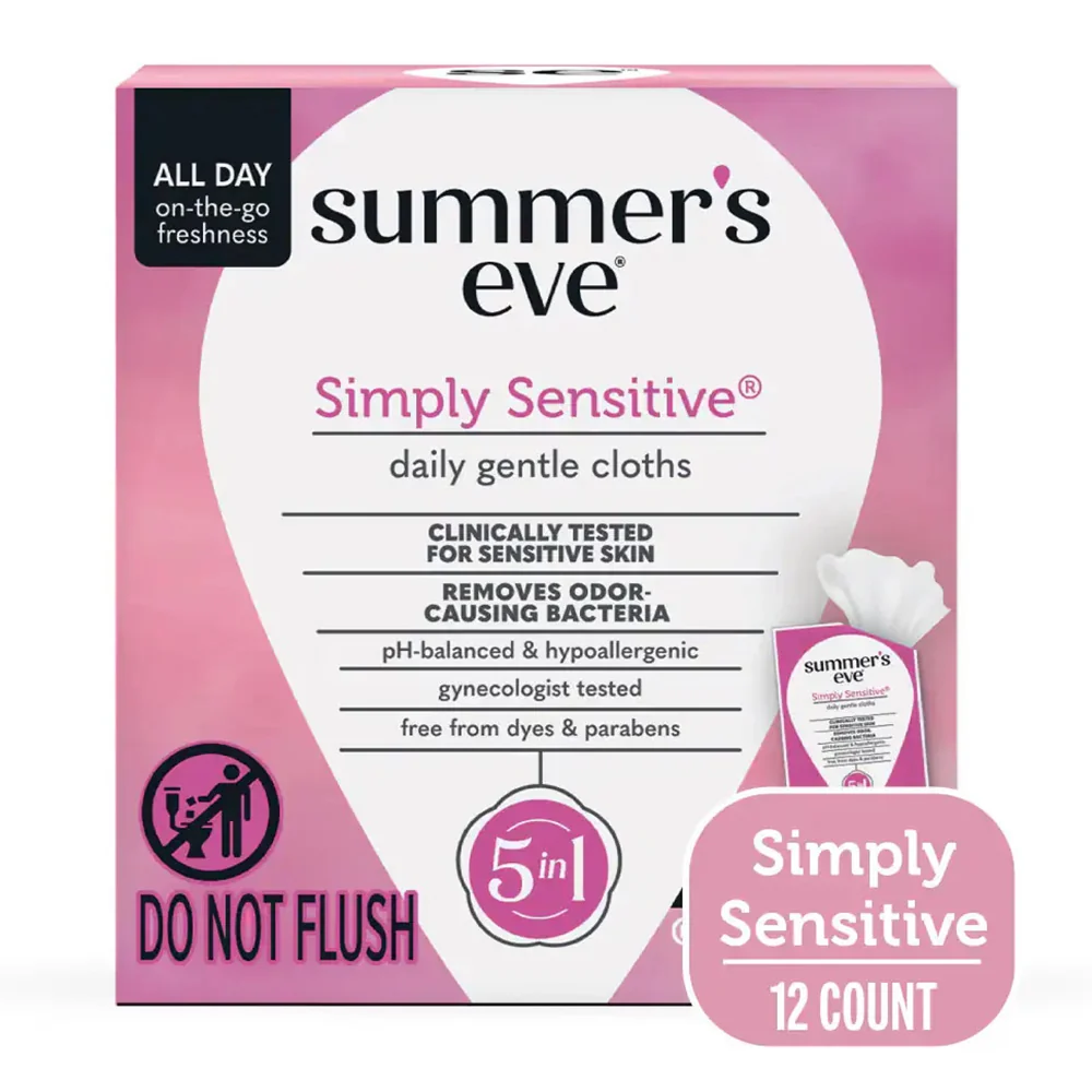Original Design Summers Eve Simply Sensitive 5in1 Daily Gentle Cloths 12Ea Trusted