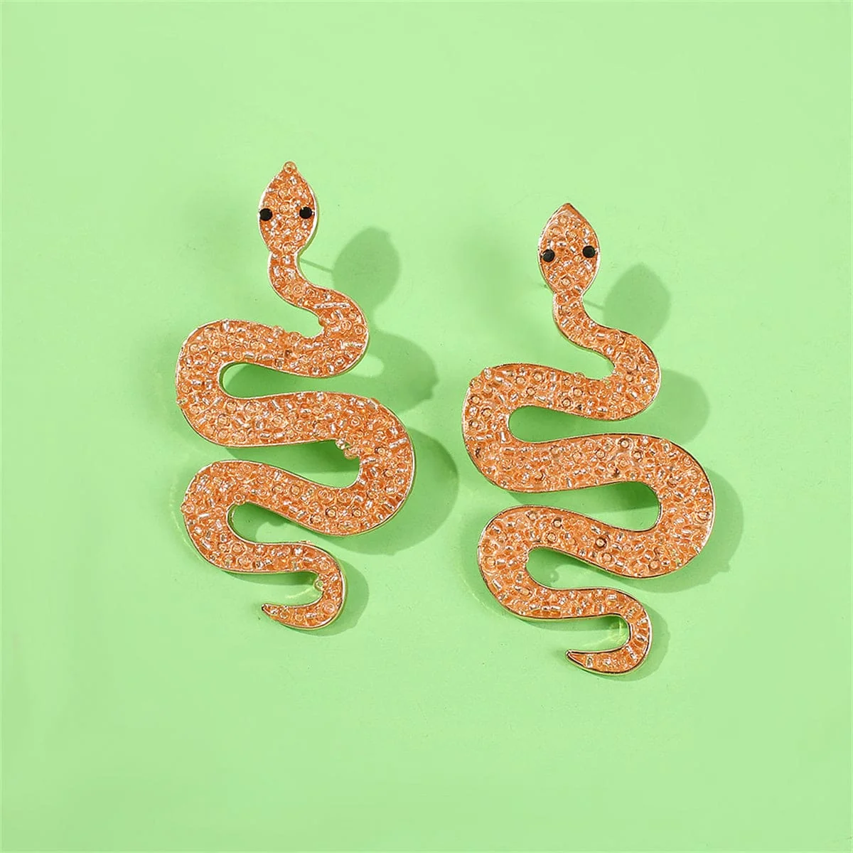 Solid Champagne Howlite Goldtone Snake Dangle Earrings Innovative