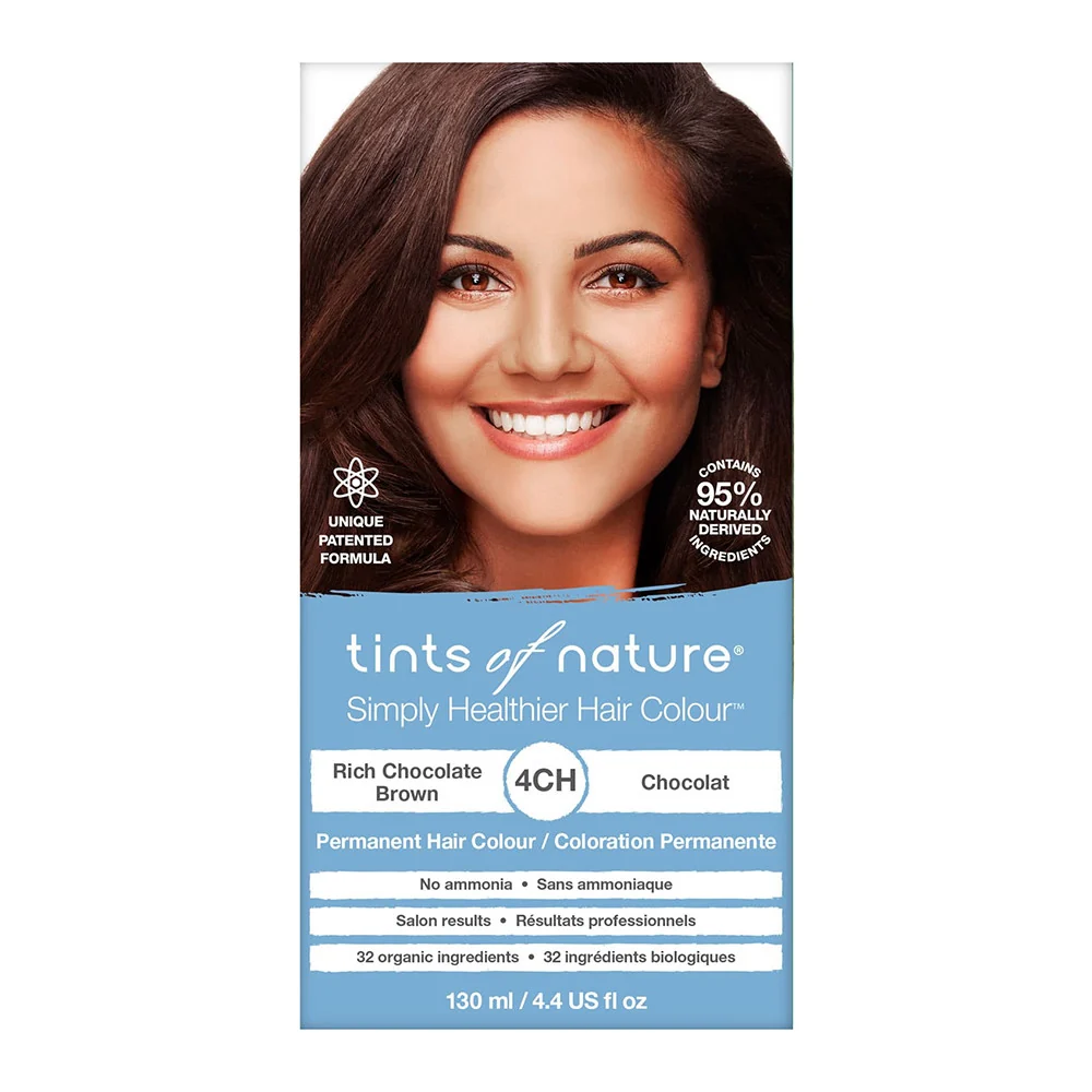 Easy-to-Use Tints of Nature 4CH Rich Chocolate Brown Permanent Hair Colour 4.4 Oz Efficient