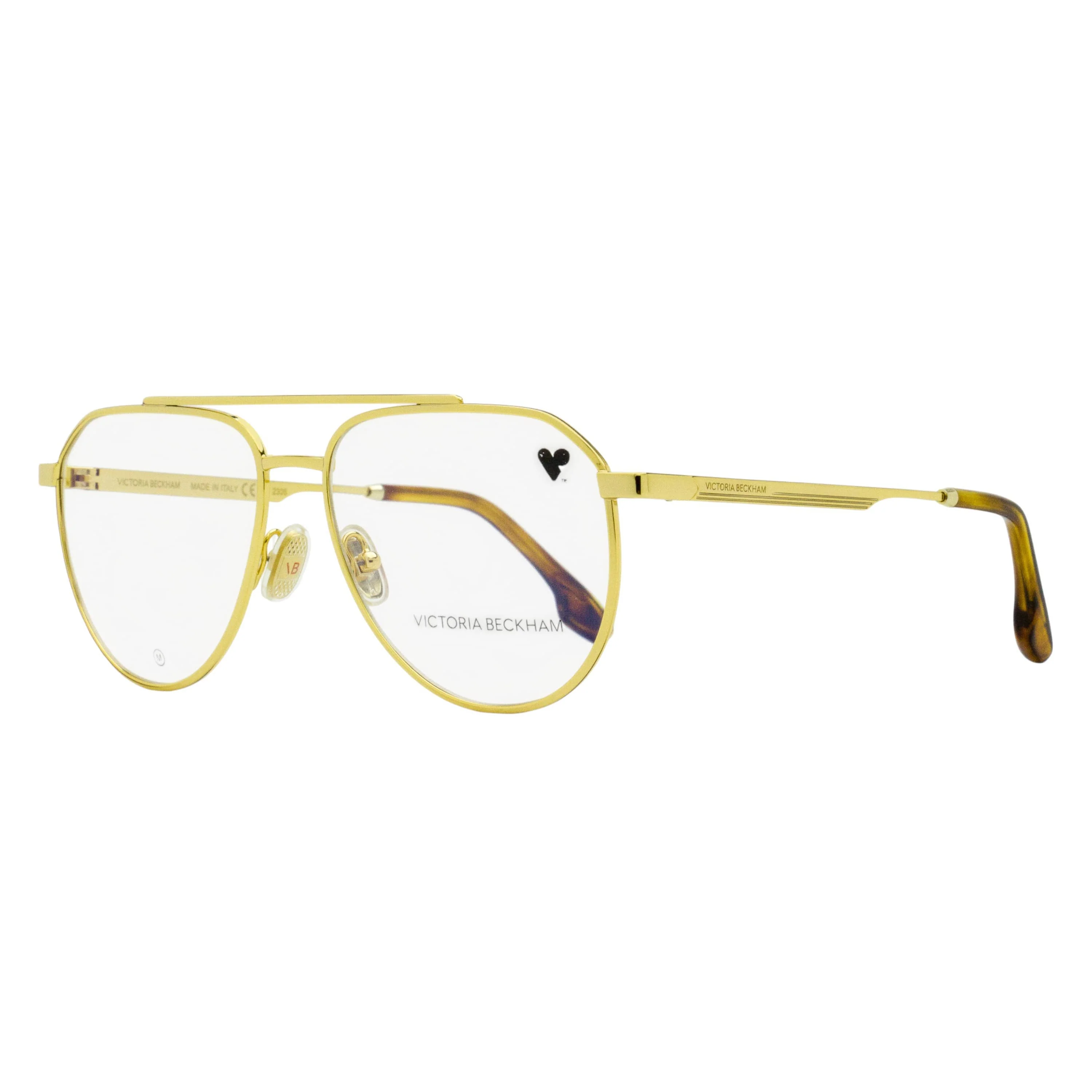 Green Victoria Beckham Aviator Eyeglasses VB2133 714 Gold 55mm Sustainable