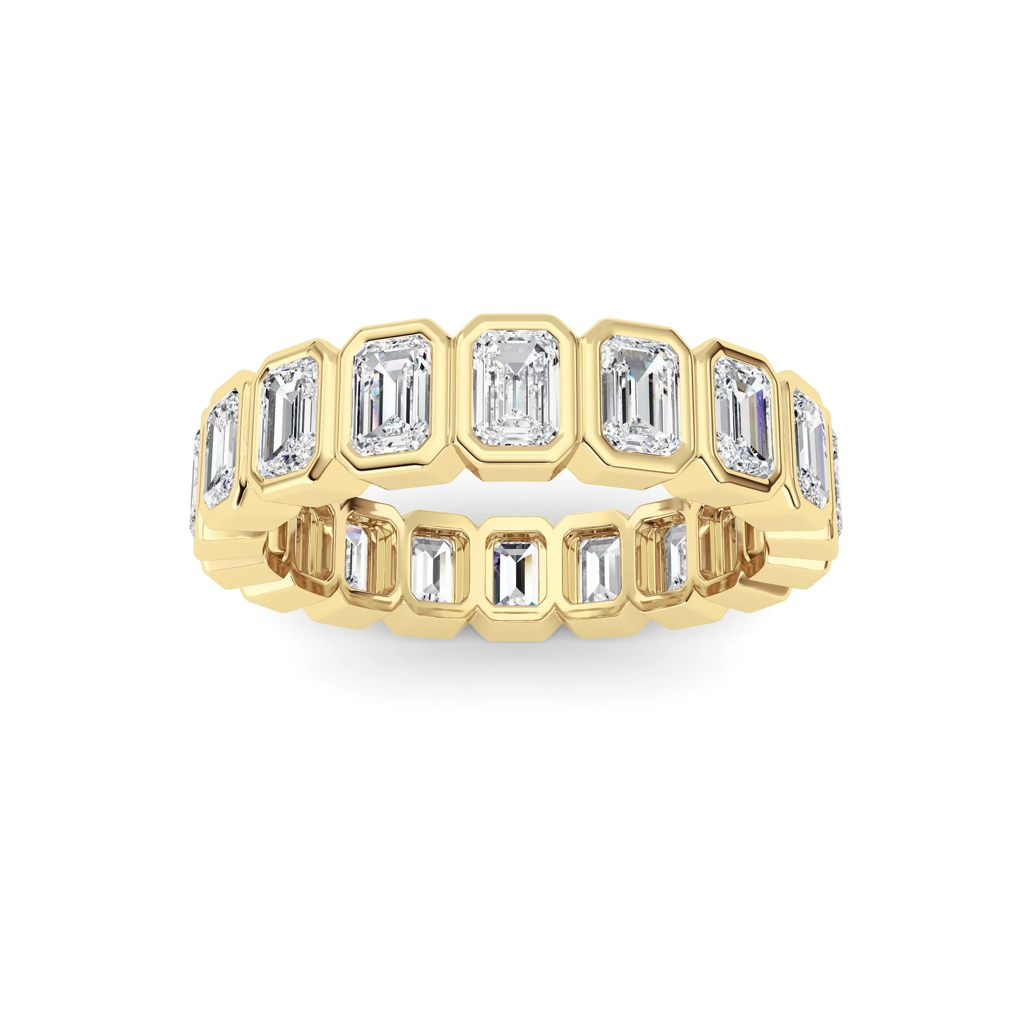 Fine 2.75Cttw Emerald Shaped Lab Grown Diamond F Eternity Band Ring in 14K Gold High-Quality