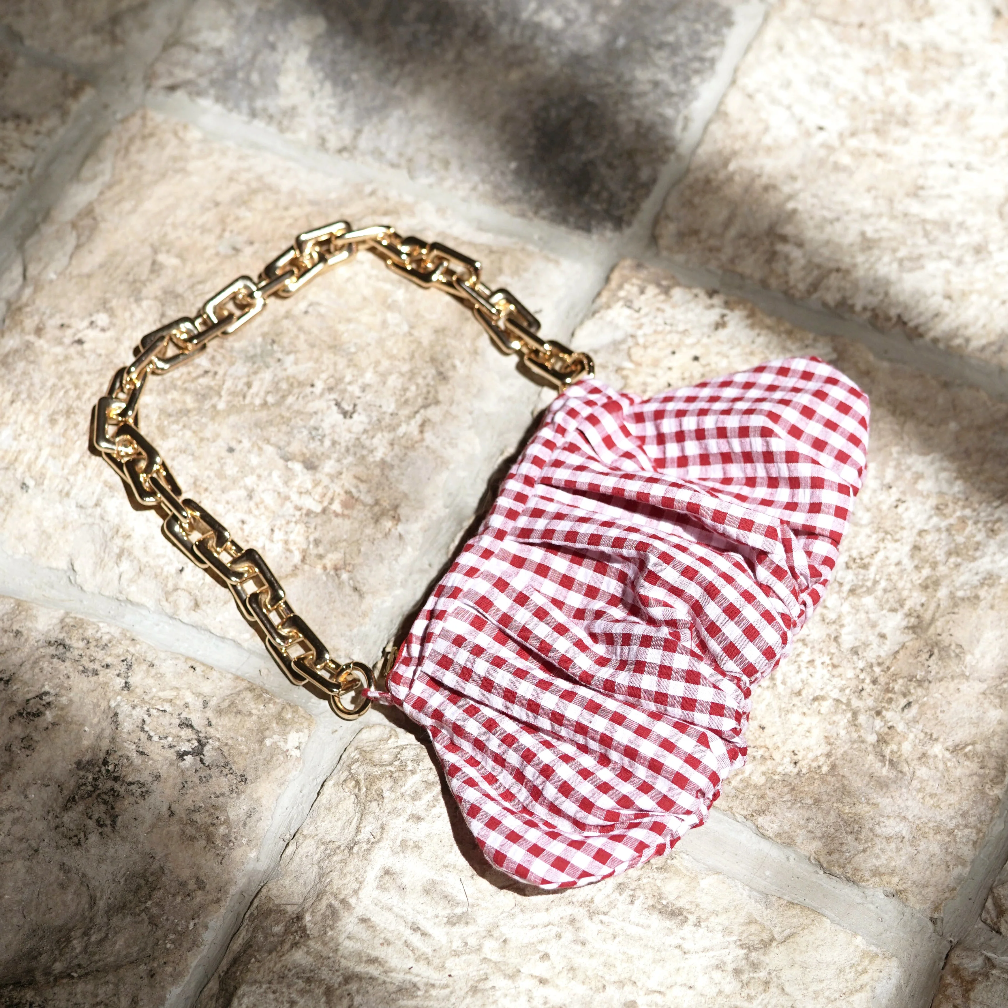 Genuine AWAN Ruffle Bag in Red Gingham Practical