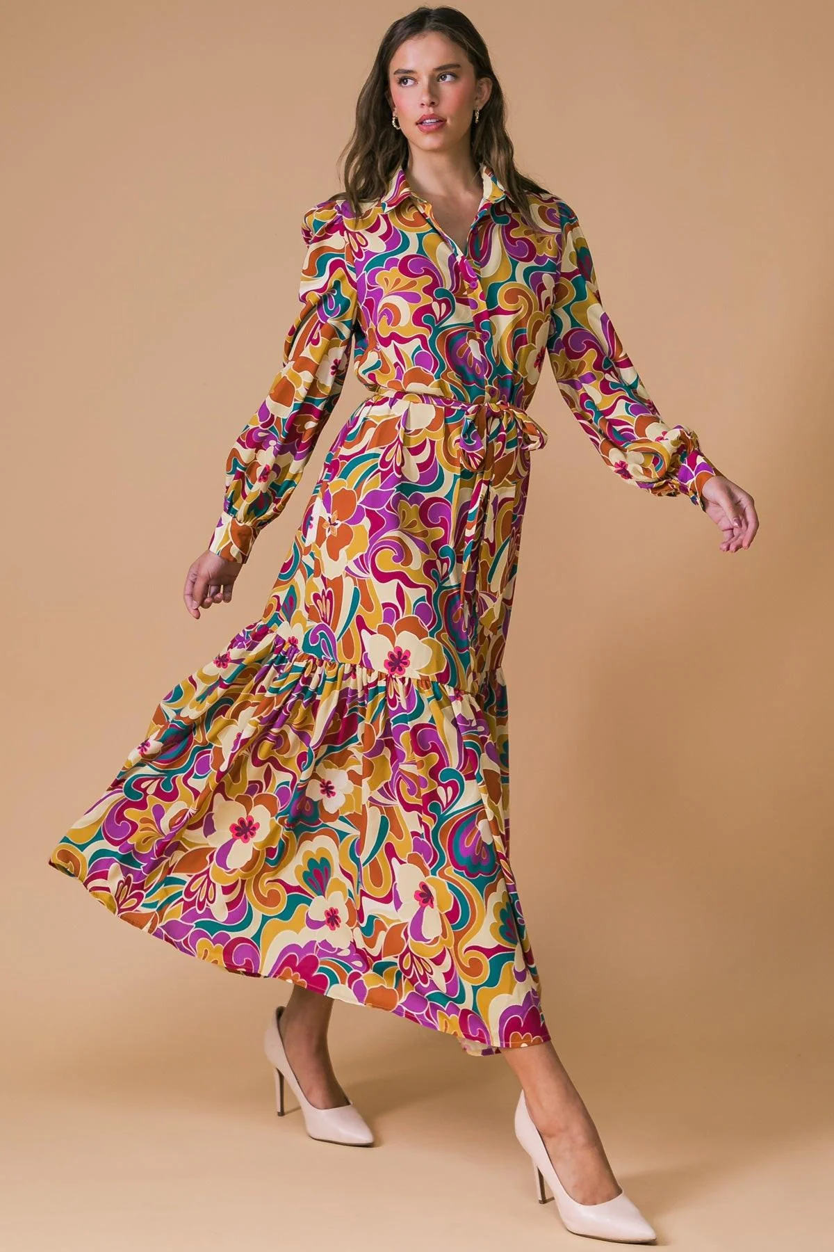 User-Friendly My Eyes on You Woven Midi Dress Detailed