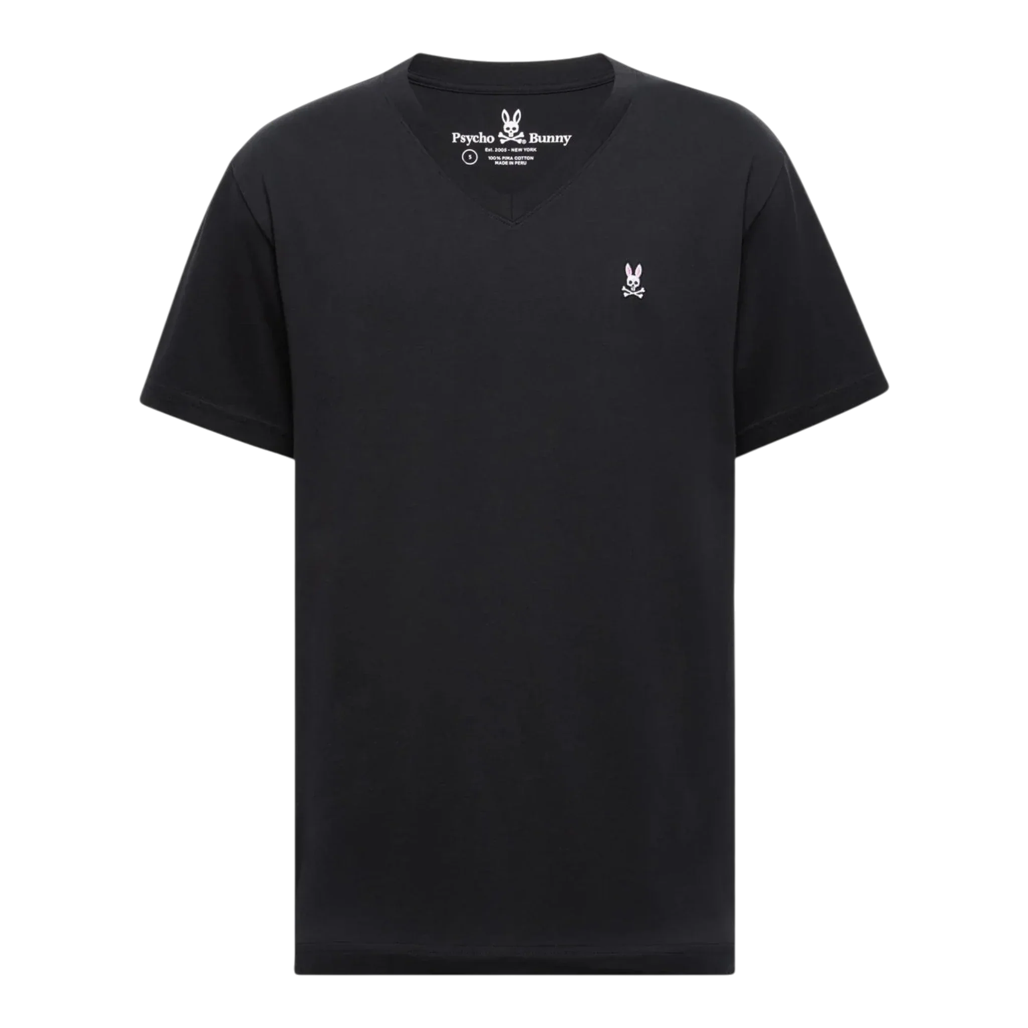 Fine Crafted Psycho Bunny V Neck Men's Tee — Black Sophisticated