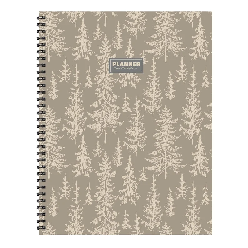 Stylish 2027 Foggy Forest Large Weekly Monthly Planner Solid