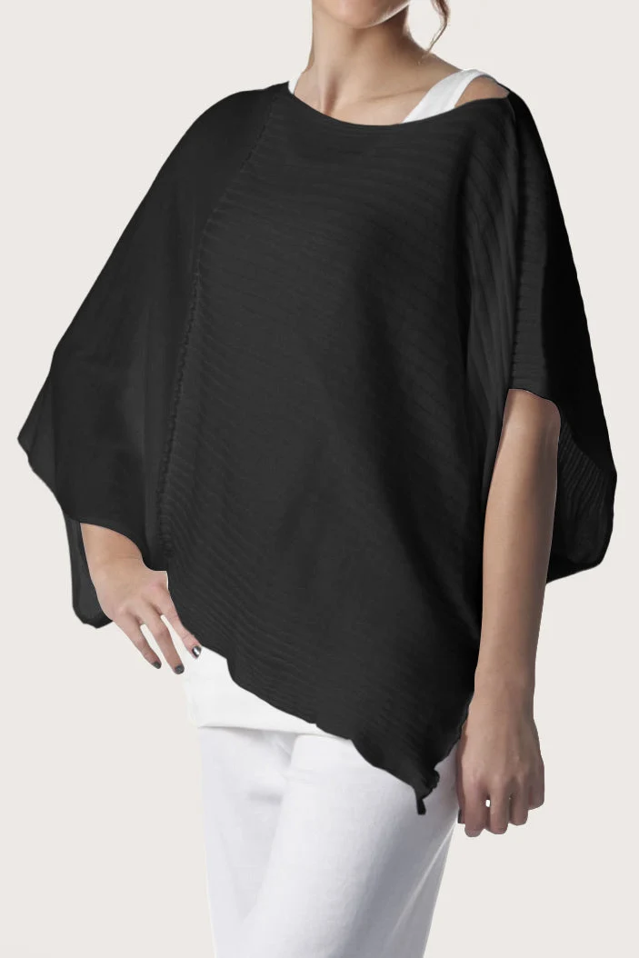 Sophisticated Pima Cotton Butterfly Boatneck Sweater - Black Lightweight