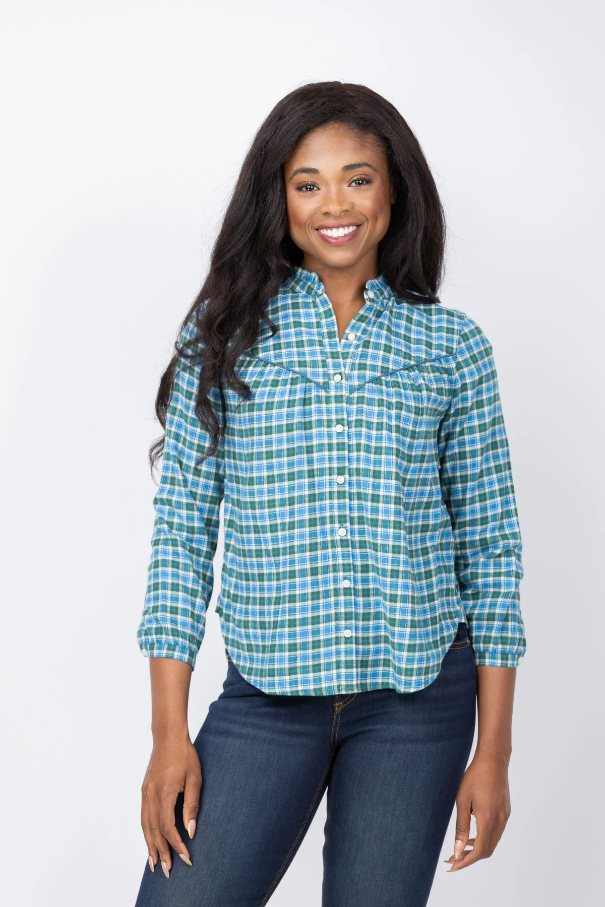Relaxed Trovata Ruth Shirt Fogline Plaid Classic