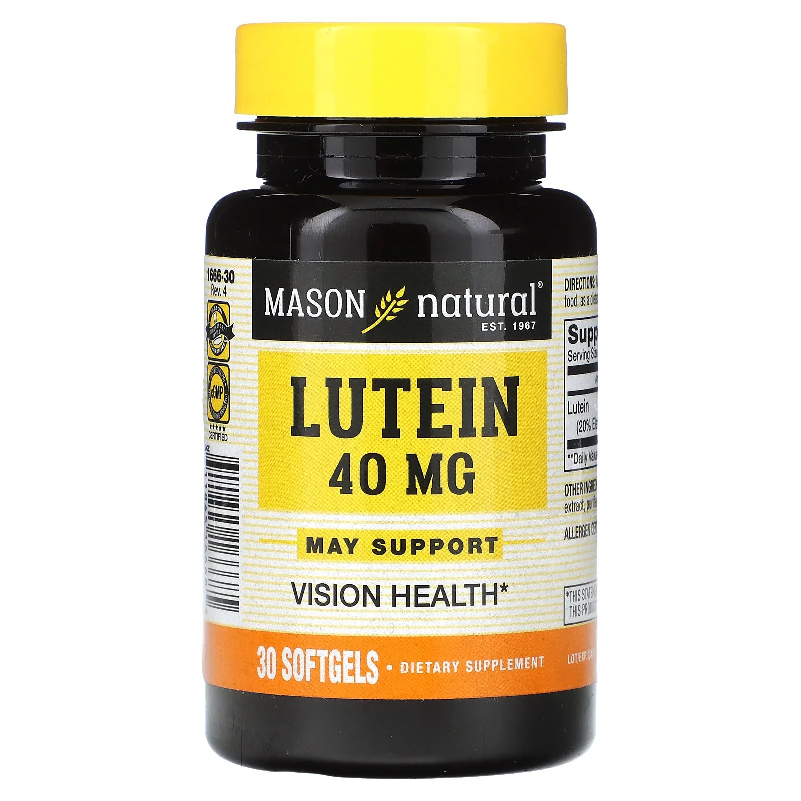 Mason Natural Lutein 40 Mg Ultra Strength Soft Gels - 30 Ea Effective