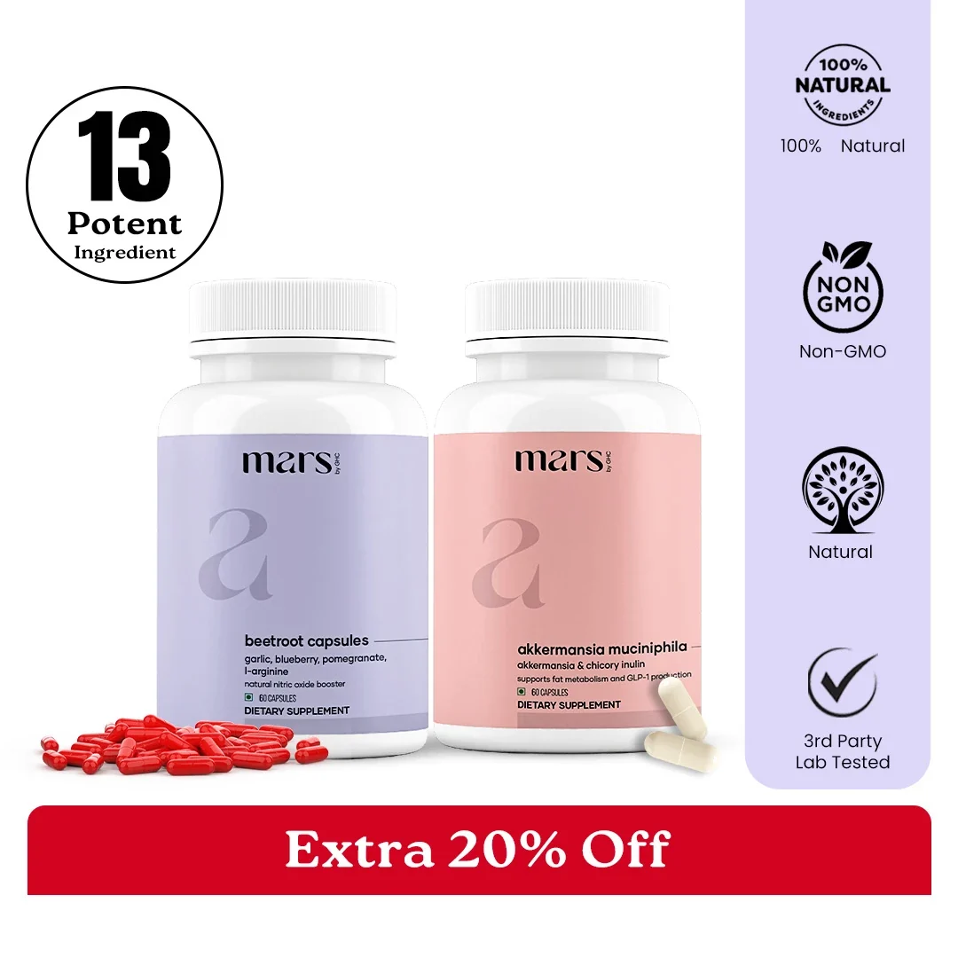Classic FusionFlow GLP-1 Combo Mars Beetroot Nitric Oxide Booster Mars Akkermansia Muciniphila Capsules Convenient