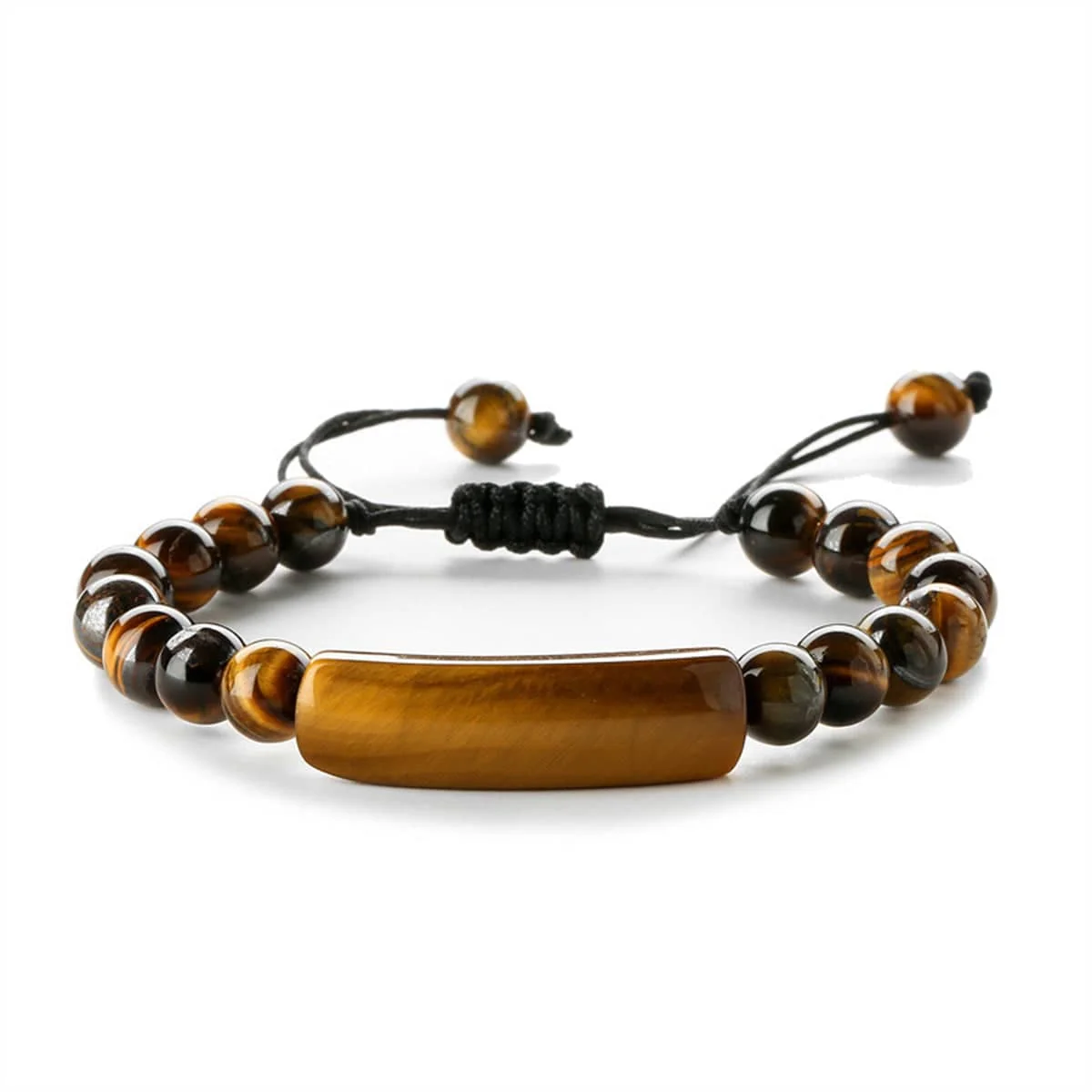 Verified Brown Quartz Polyester Curved Bar Adjustable Bracelet Fashionable