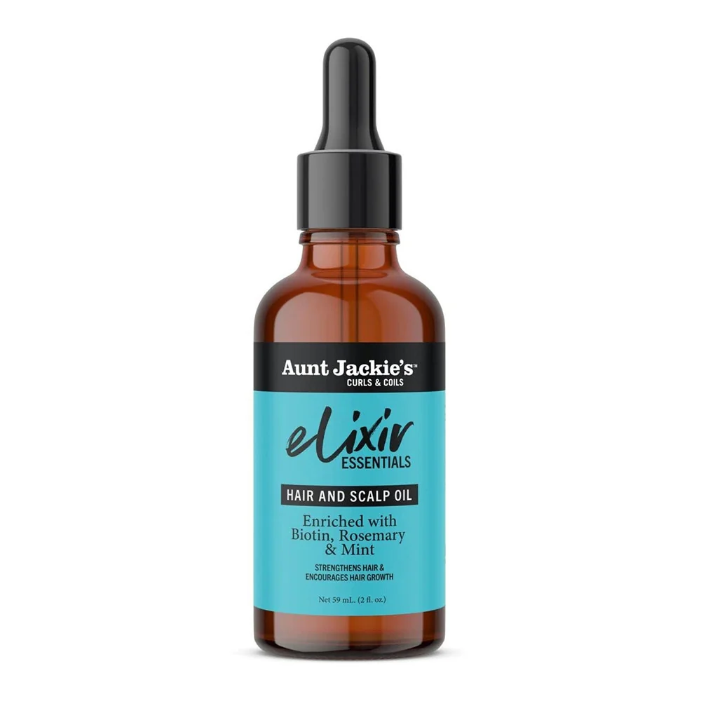 Refined Aunt Jackies Elixir Essentials Hair and Scalp Oil Enriched with Biotin Rosemary and Mint 2 Oz First-Class