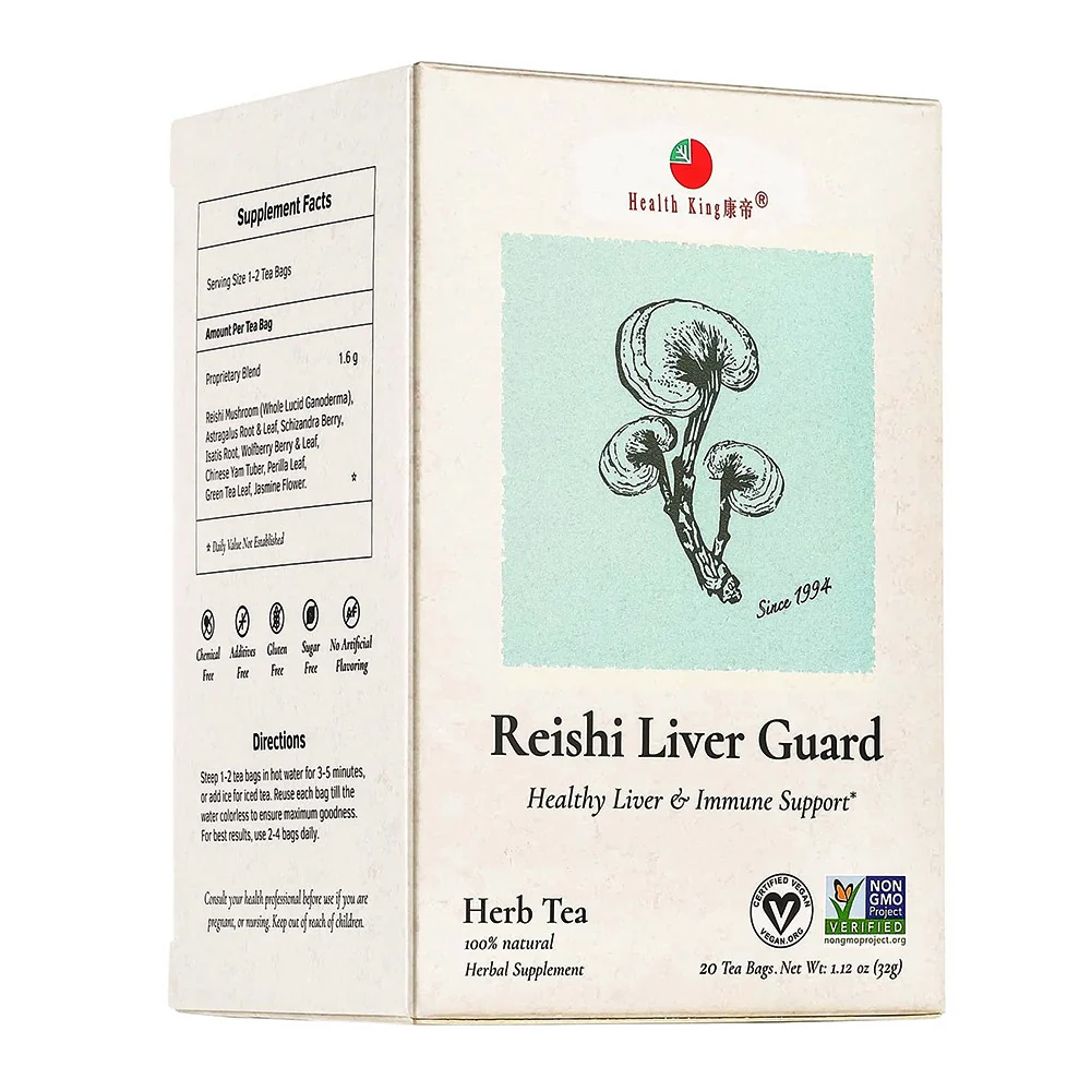 Premium Material Health King Medicinal Teas Reishi Liver Guard Herb Tea Bags 20 Ea Outstanding