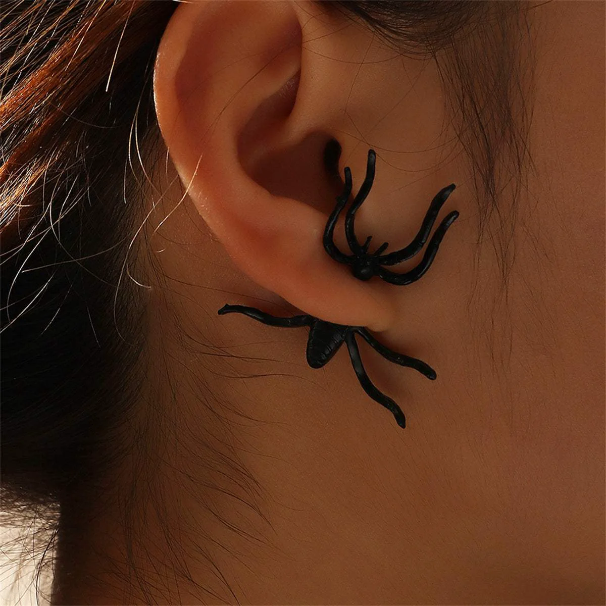 Efficient Black Silvertone Spider Ear Jacket Responsible