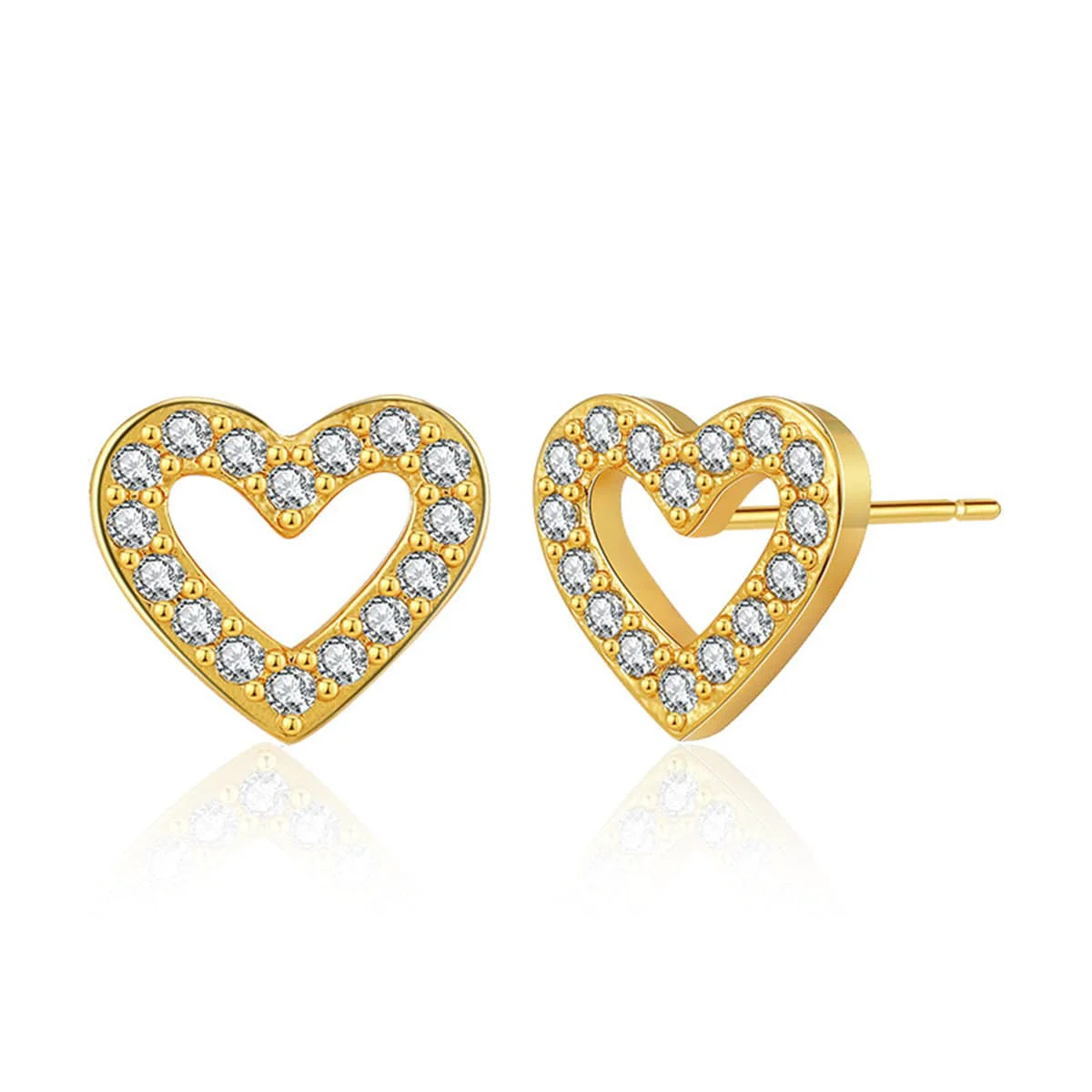 Elegant Cubic Zirconia Goldtone Heart Stud Earring Durable