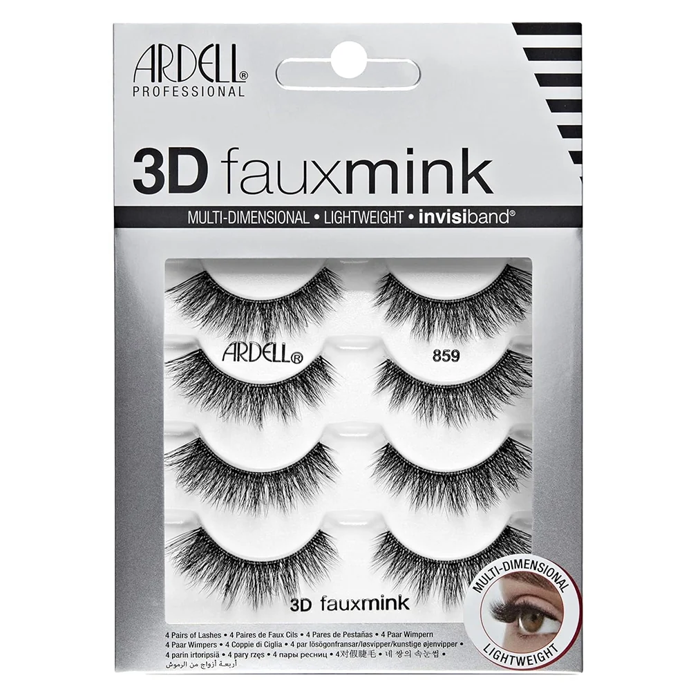 Recyclable Ardell Strip Eye Lashes 3D Faux Mink 859 1Ea Practical