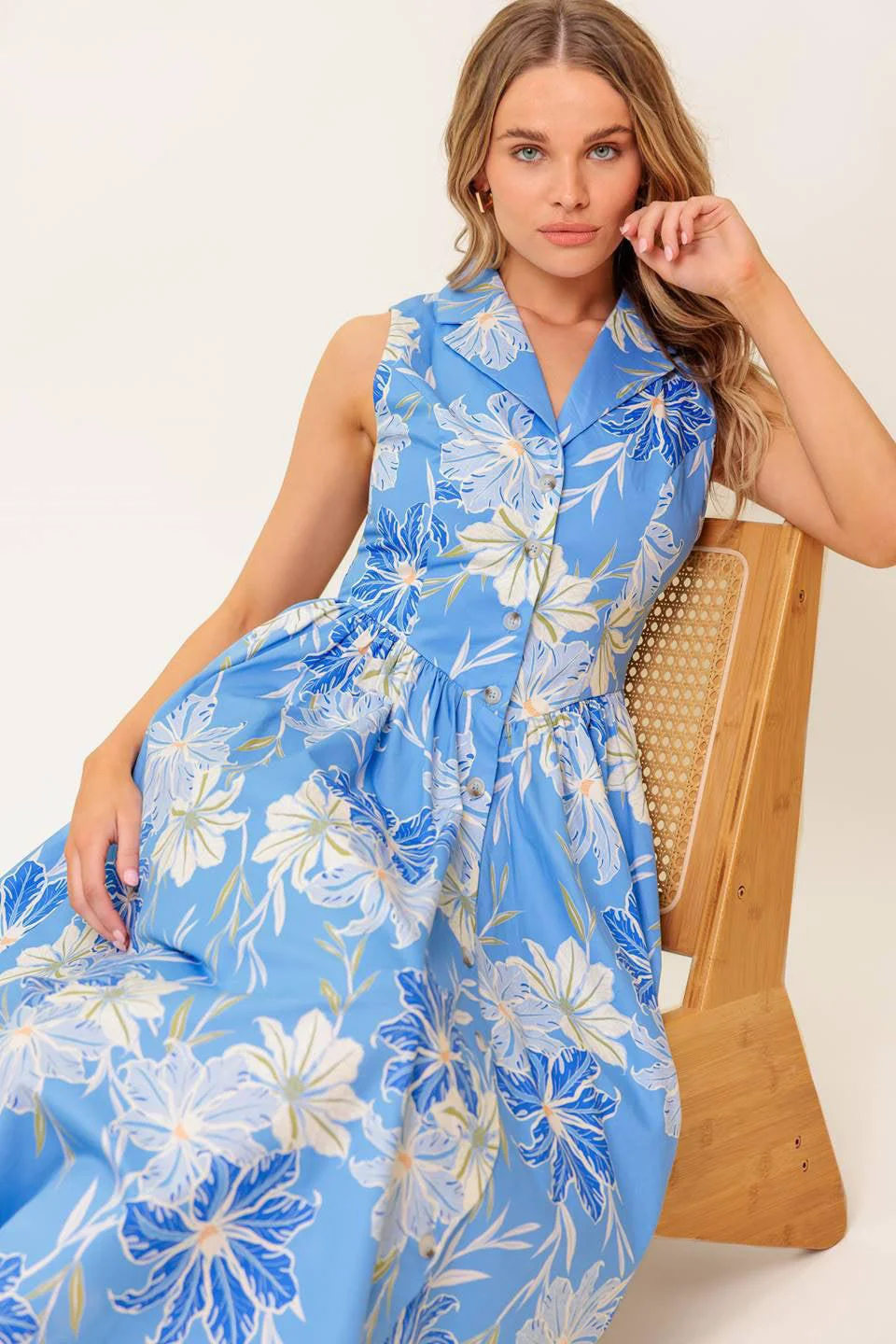 Professional Fern Whisper Blue Woven Midi Dress Responsible