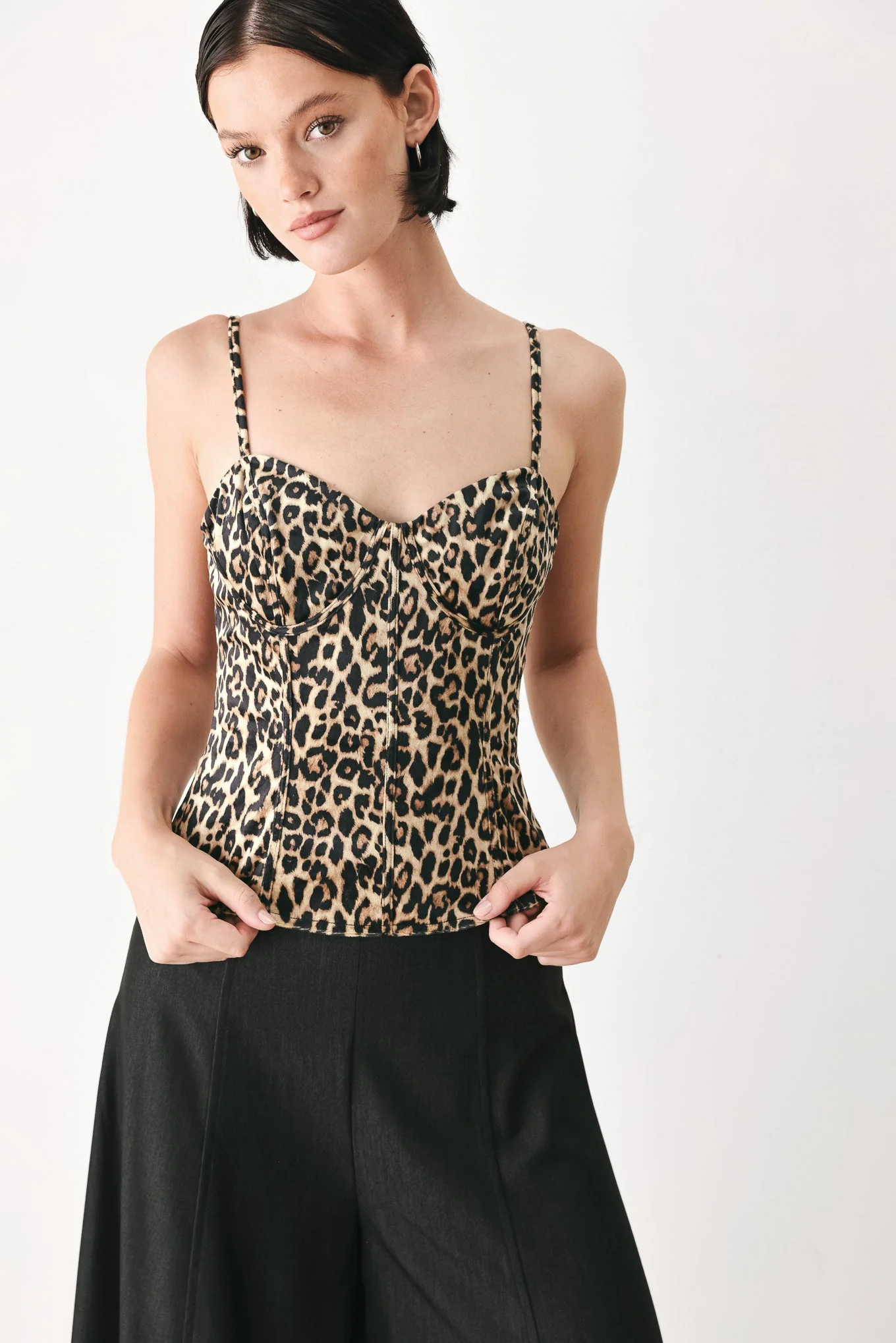 Fine Wild Spot Bustier Woven Top Easy-to-Use