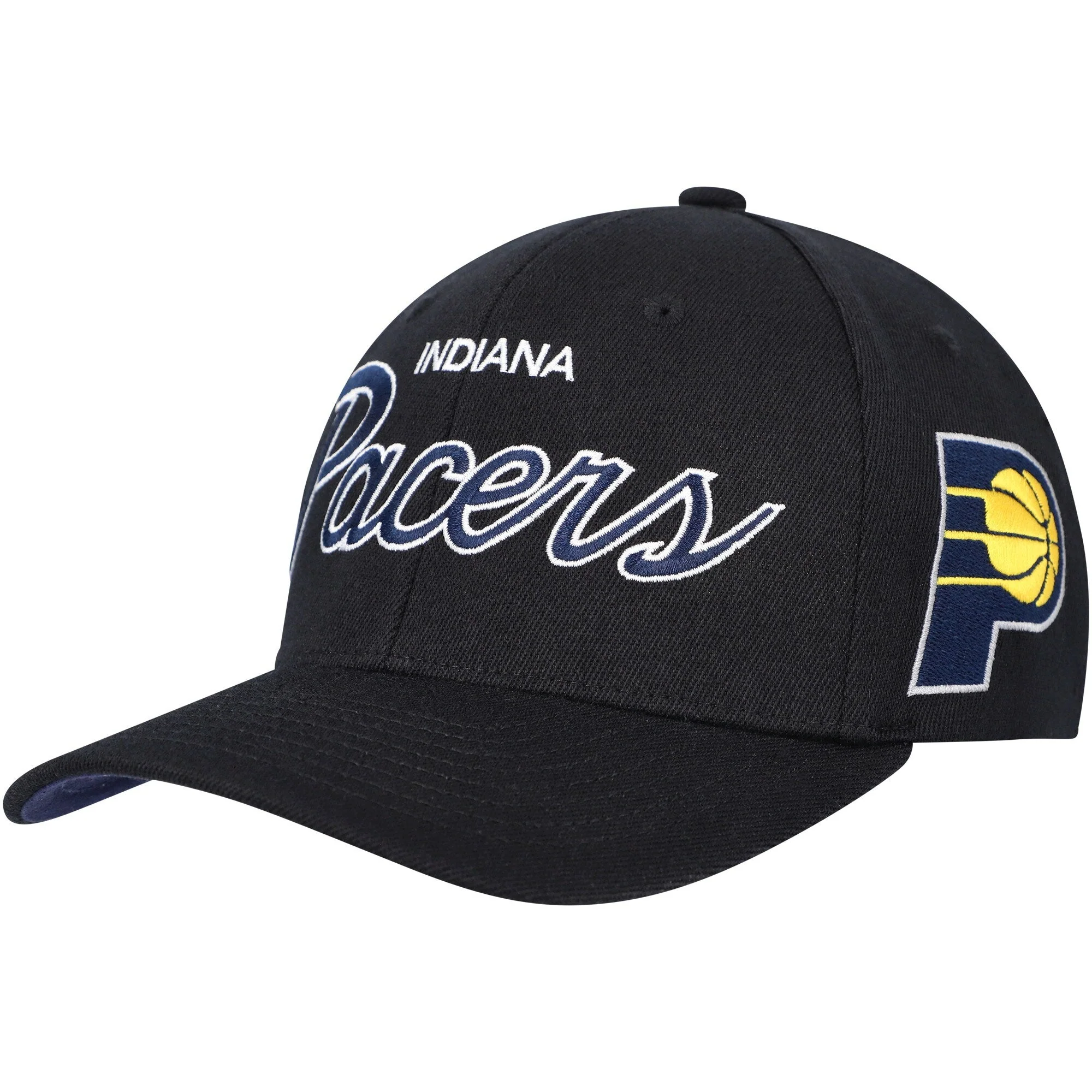 Selected Mitchell Ness Men's NBA Team Script 2.0 Stretch Snapback Pacers Snapback Caps Sustainable