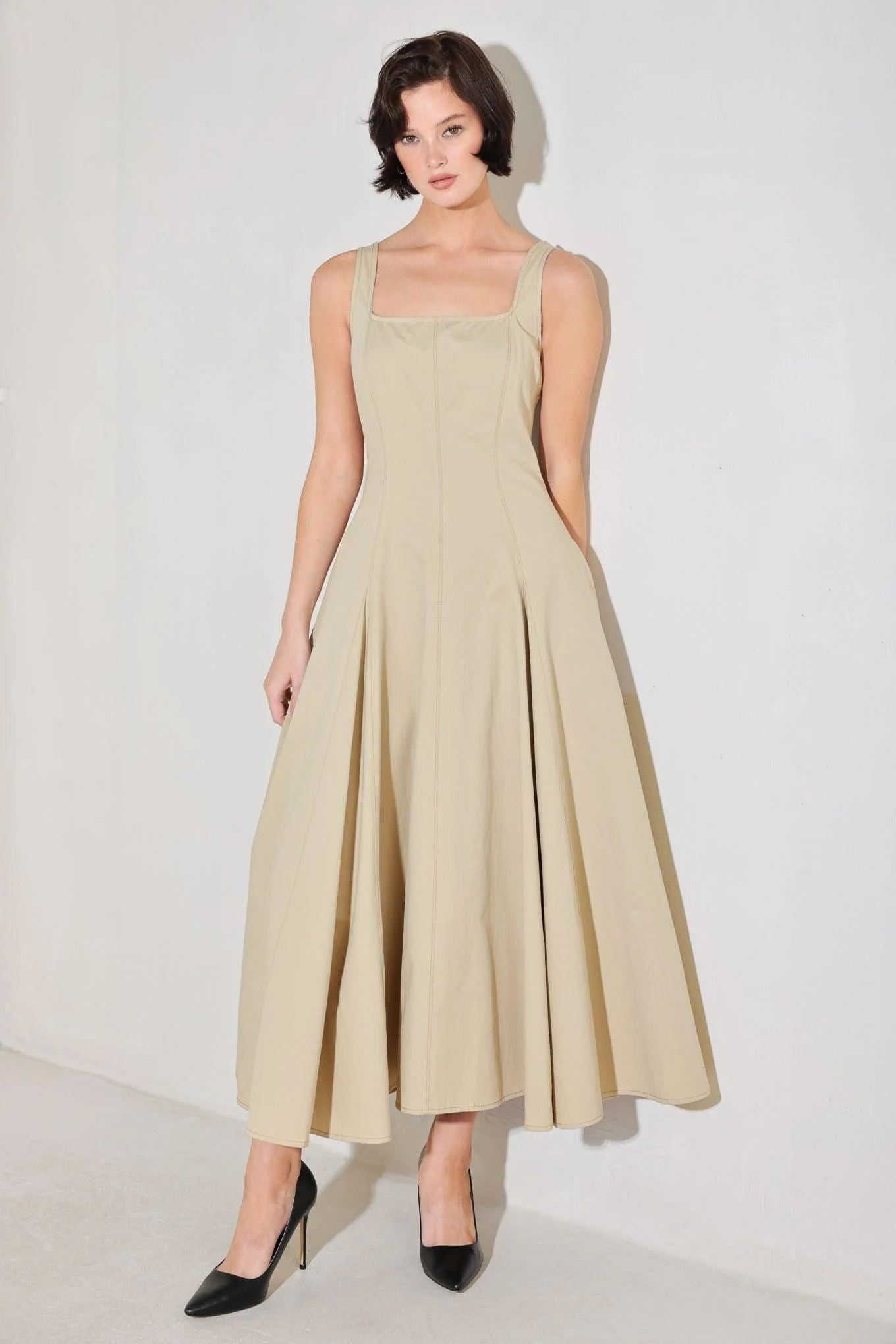 World-Class Sandstone Serenade Woven Midi Dress Original