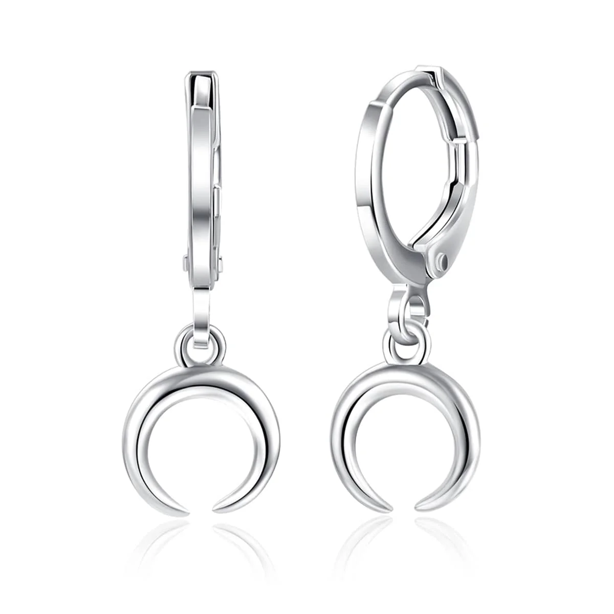 Long-Lasting Silvertone Moon Drop Huggie Earrings Advanced