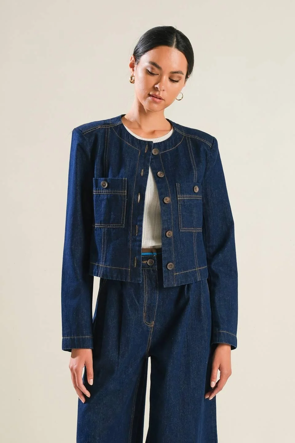 Next-Generation Crisp Canvas Denim Jacket Traditional