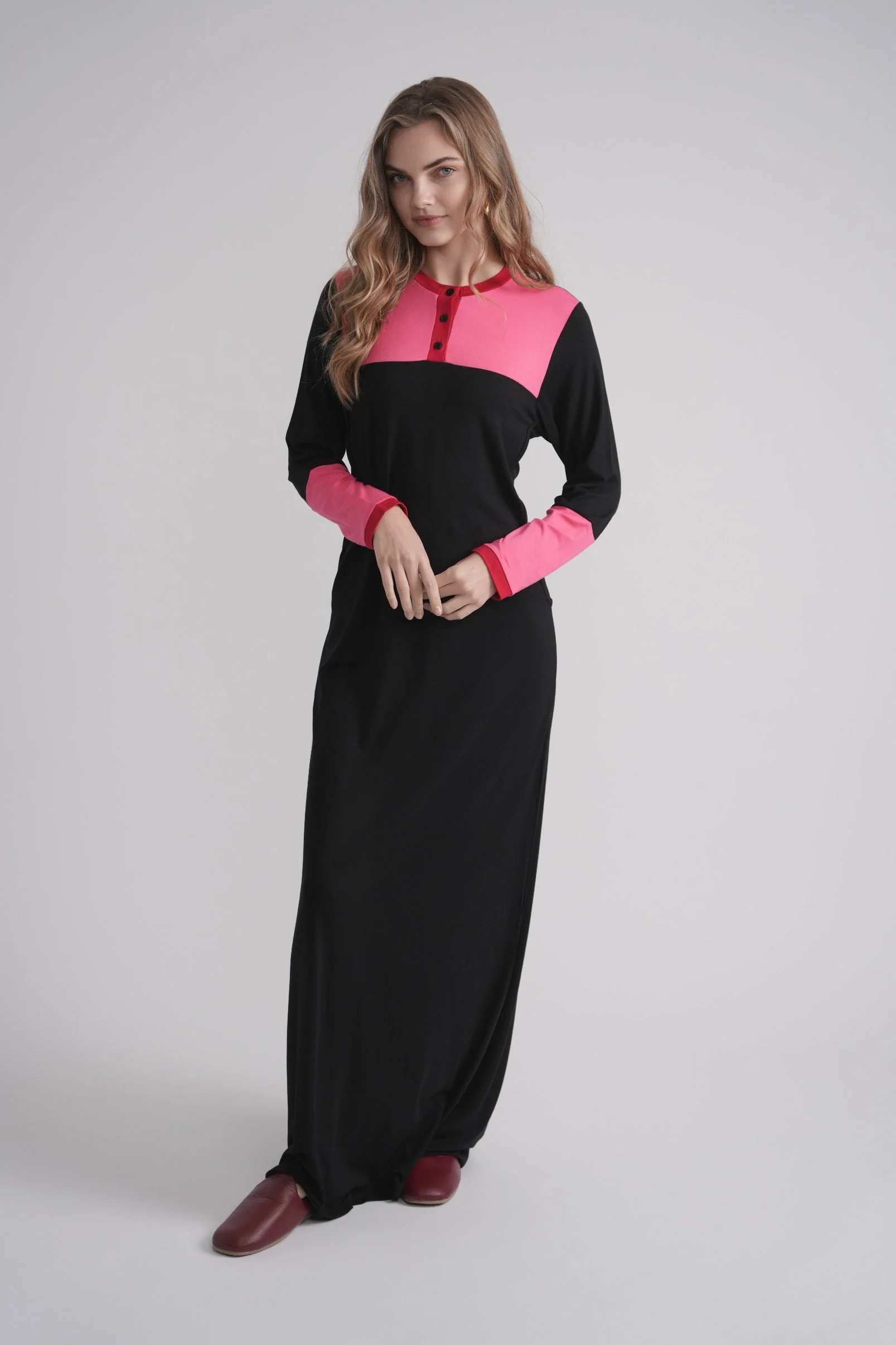 Fine Colorblock Nursing Nightgown Breathable