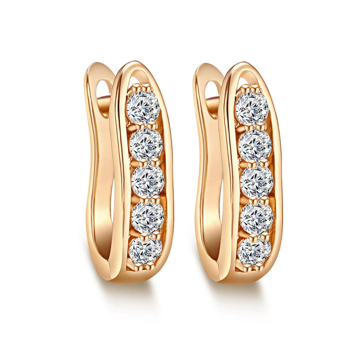 Innovative Clear Cubic Zirconia Goldtone Huggie Earrings Practical