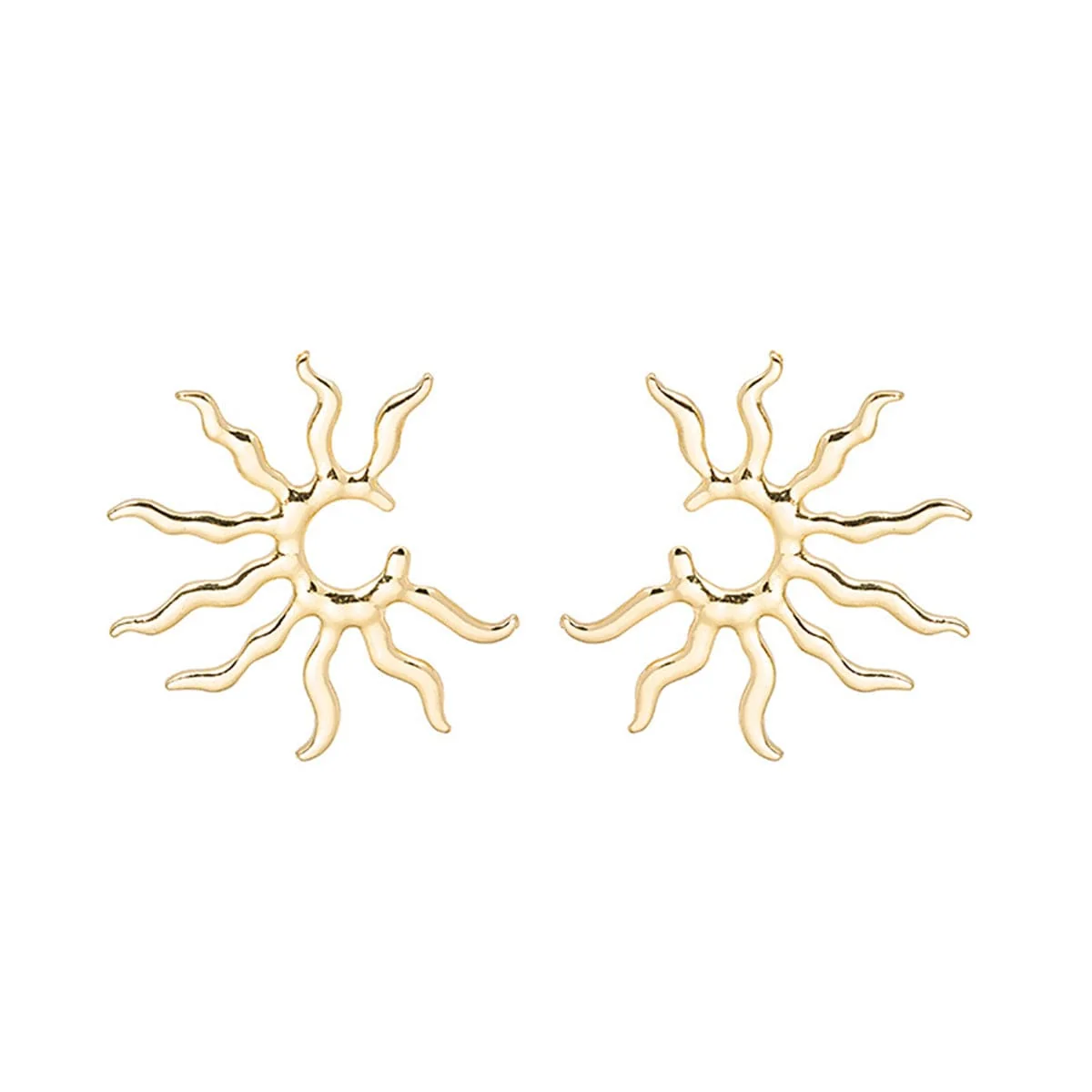 Effective Goldtone Sun Stud Earrings Fast