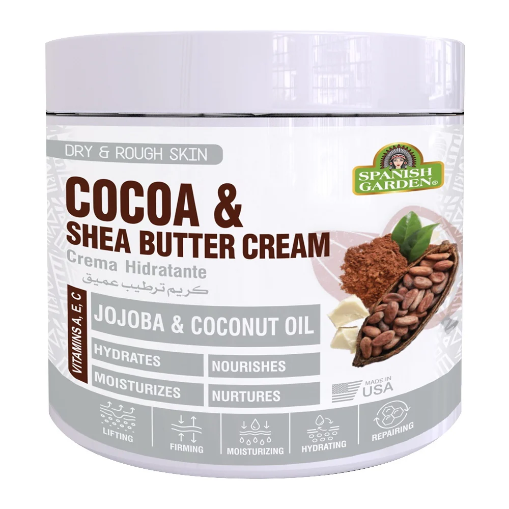 Stylish Spanish Garden Cocoa and Shea Butter Cream with Vitamins A E and C 16Oz Reusable