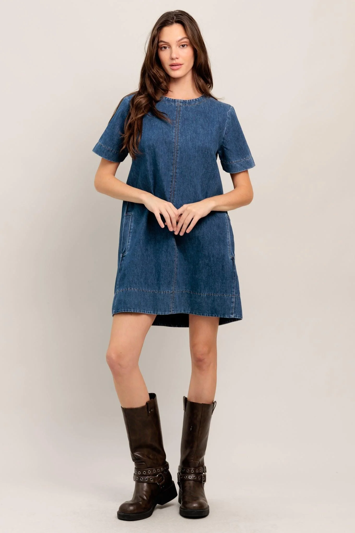 Lightweight Simply Put Together Denim Mini Dress High-Performance
