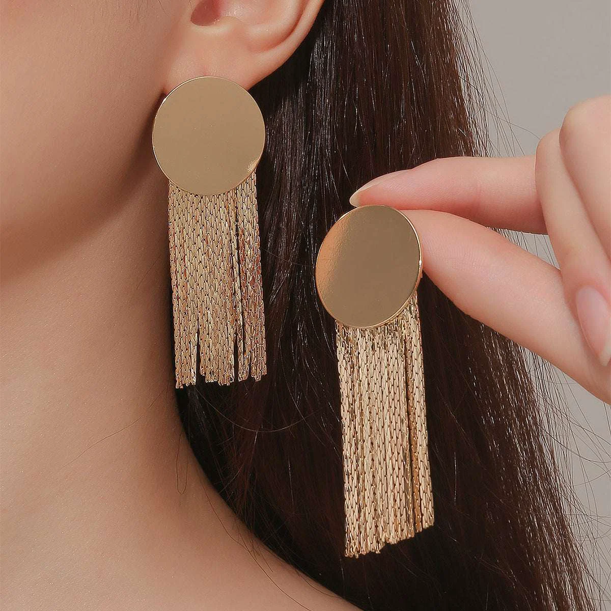 Classic Goldtone Round Tassel Drop Earrings High-Performance