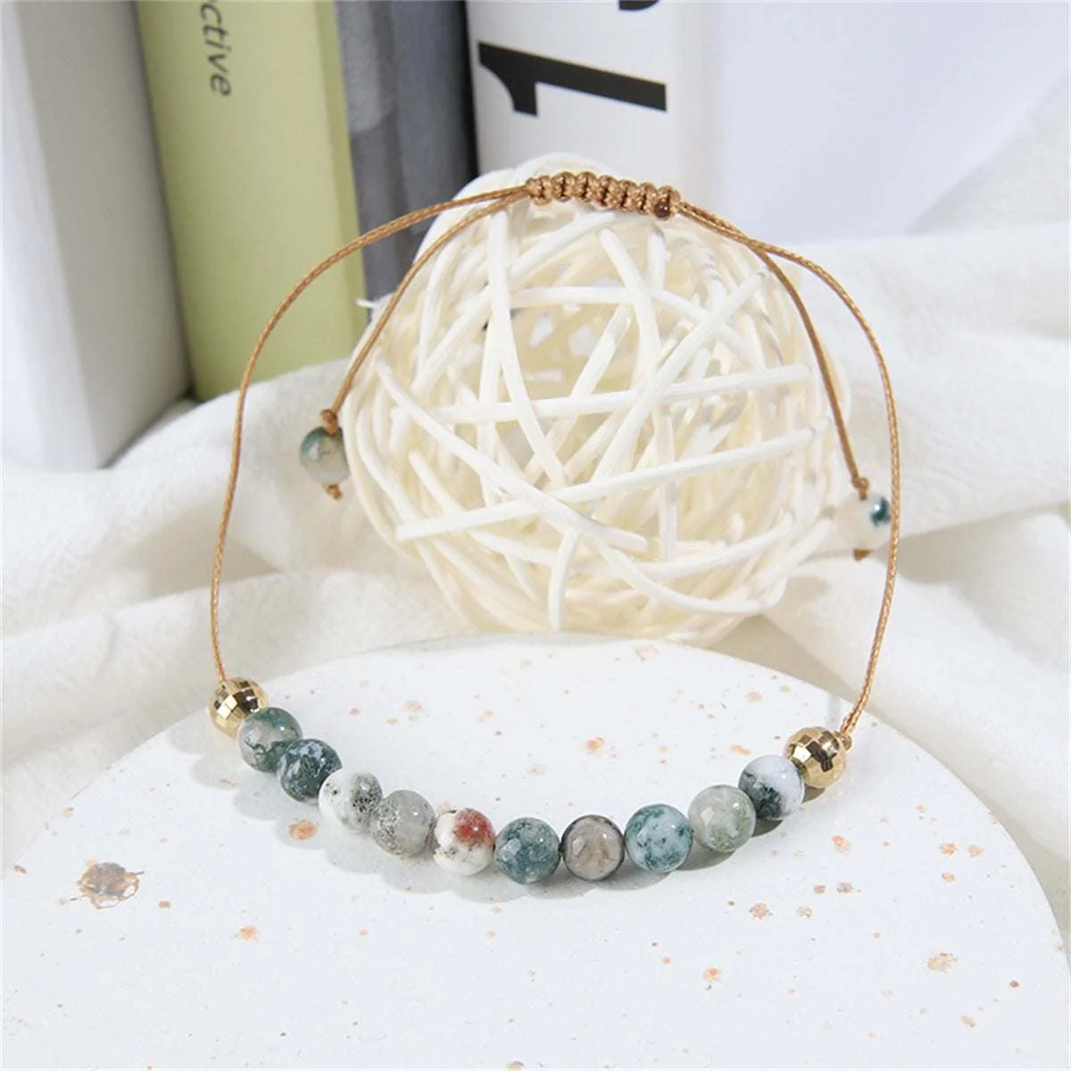 Fine Crafted Gray Quartz Polyster Goldtone Adjustable Bracelet Advanced