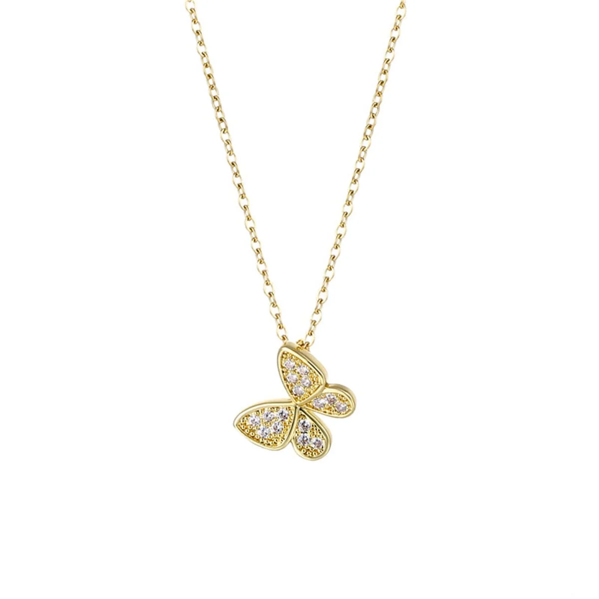 Flexible Cubic Zirconia Goldtone Butterfly Pendant Necklace Recyclable