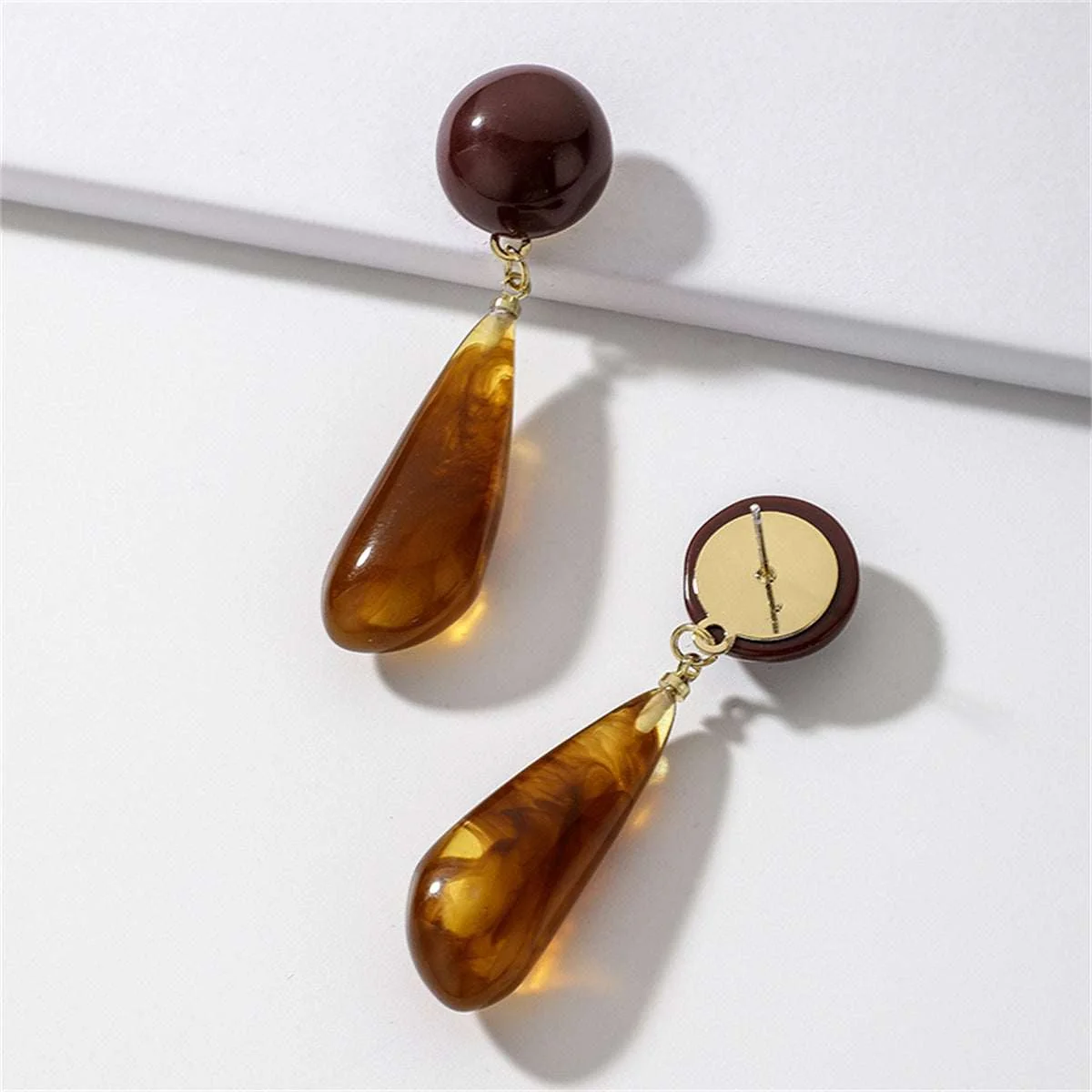 Exceptional Resin Goldtone Drop Earrings Refined