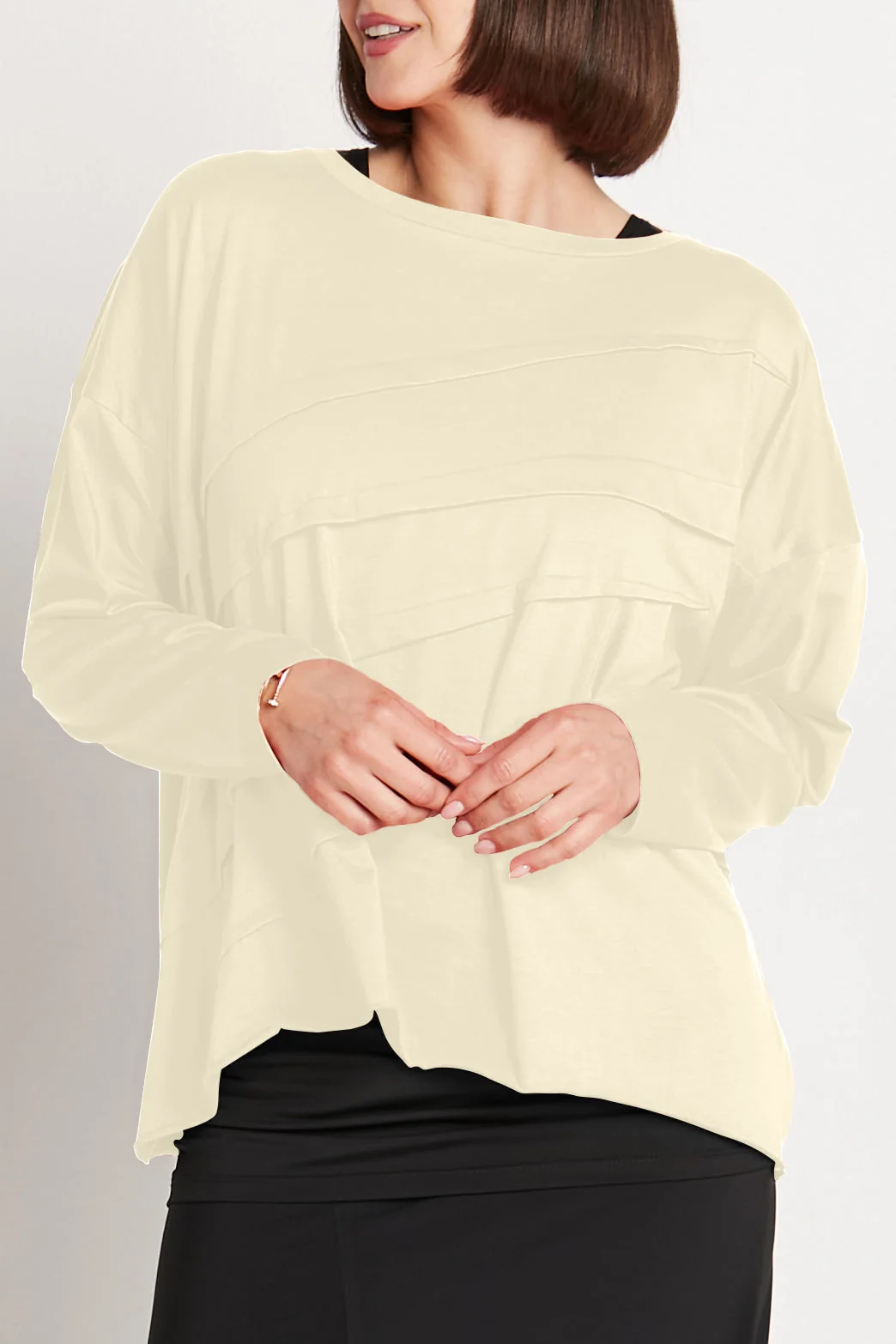 Natural Pima Cotton Tucked Luxury Boxy Tee - Butter Powerful