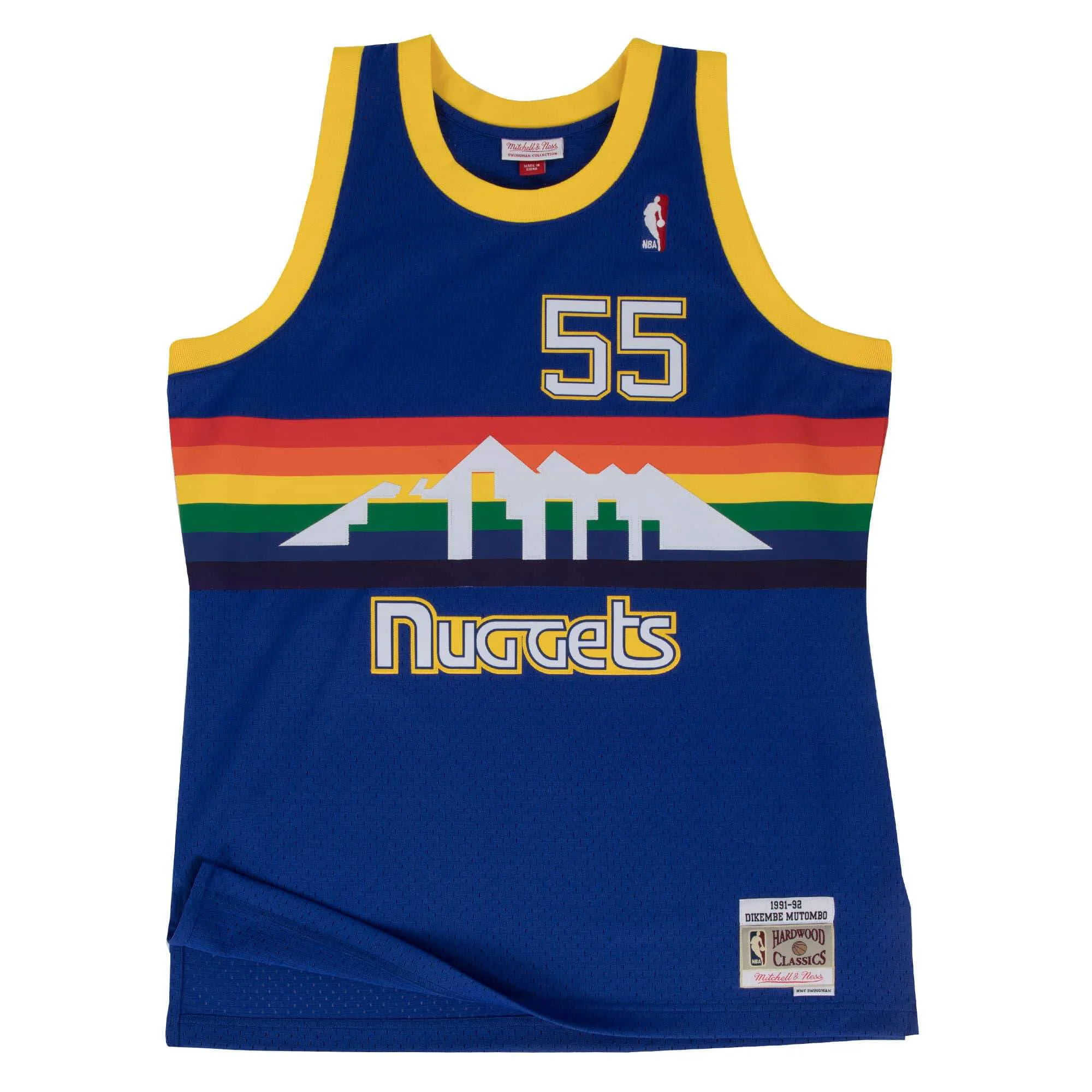 Original Design Mitchell Ness Men's NBA Swingman Road Jersey Nuggets 91 Dikembe Mutombo Expertly Made