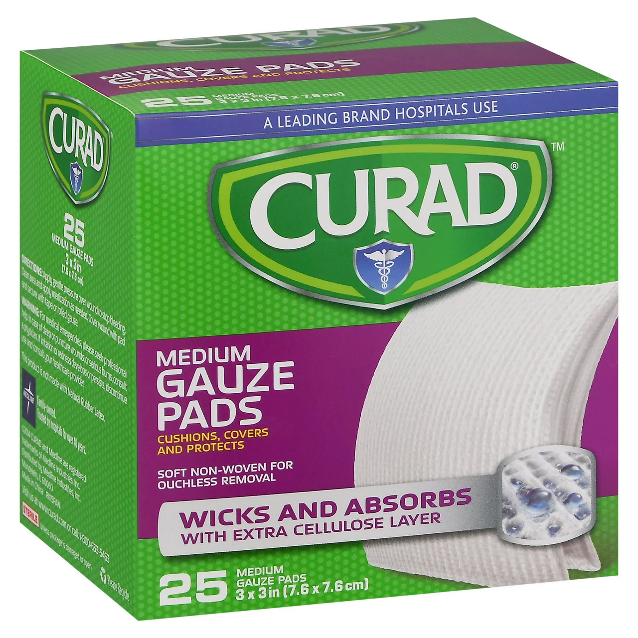 Long-Lasting Curad Pro Gauze Pads 3 X 3 Inches - 25 Ea Solid