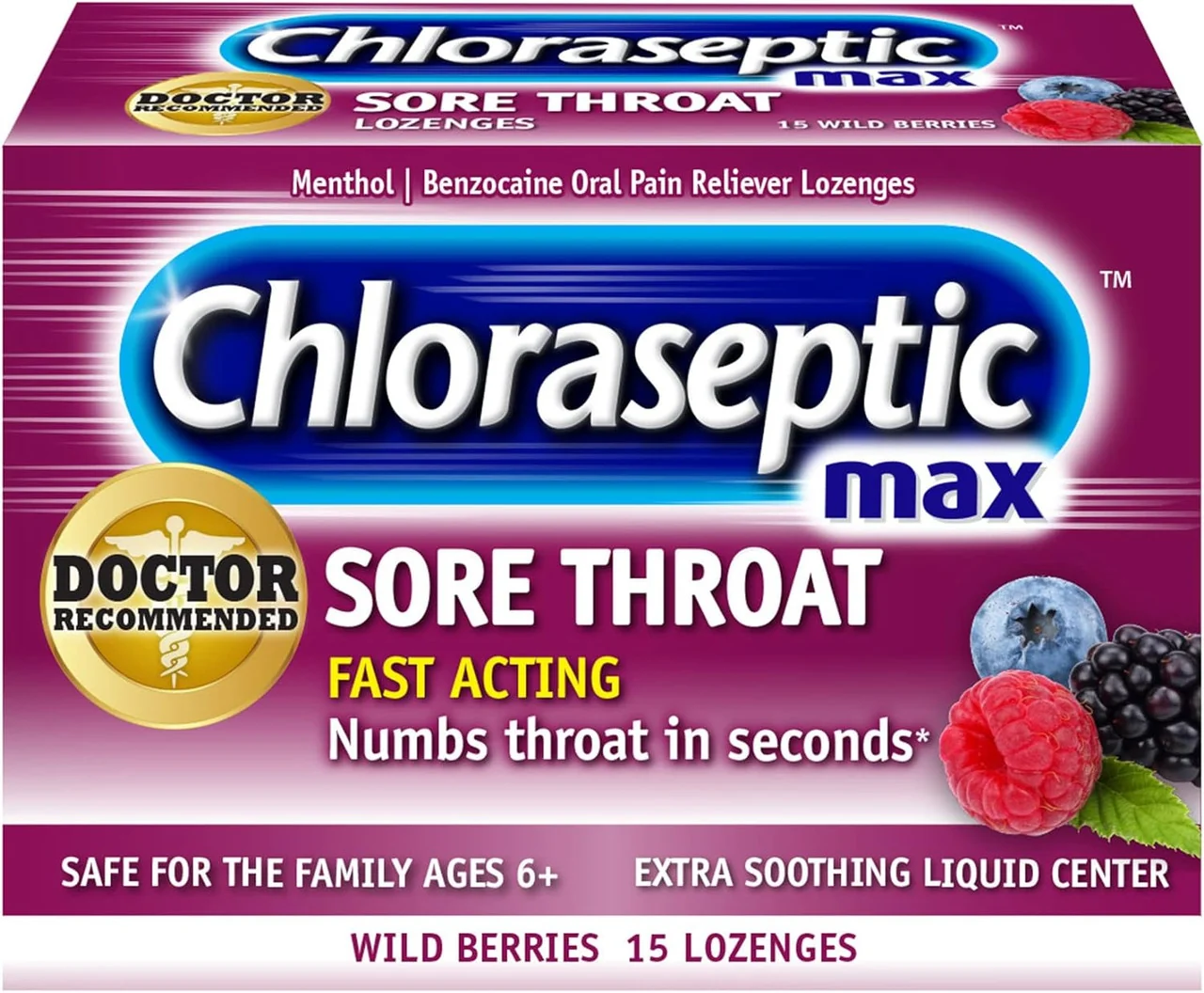 Clean Chloraseptic Max Strength Sore Throat Relief Lozenges Wild Berries 15 ea Safe