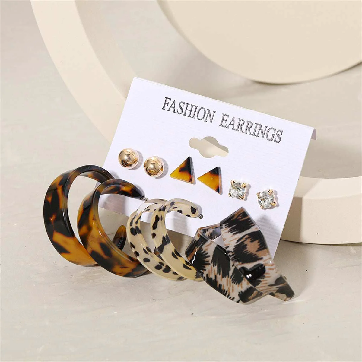 First-Class Cubic Zirconia Acrylic Goldtone Leopard Hoop Earrings Set Innovative