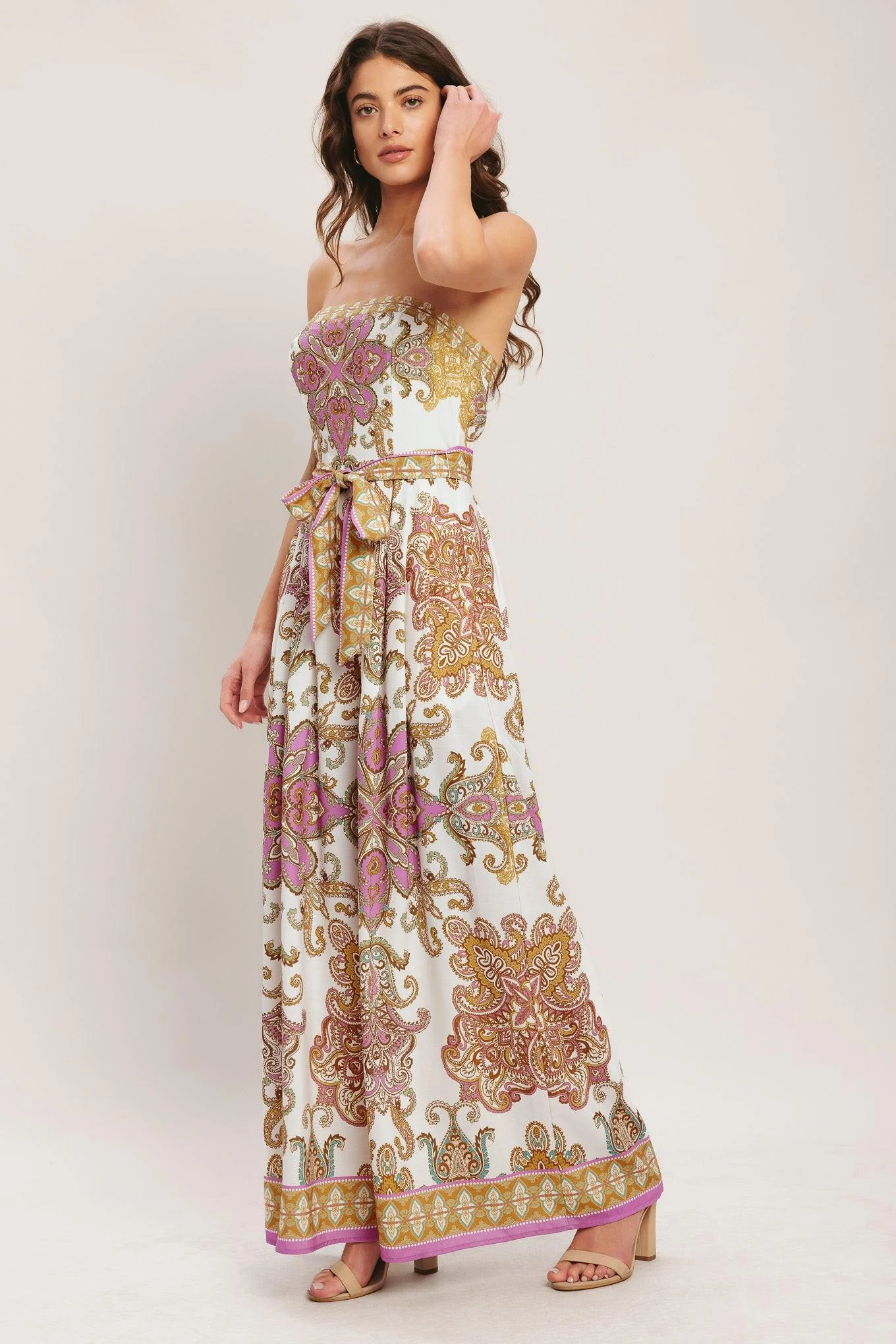 Detailed Mediterranean Dream Woven Jumpsuit Dependable