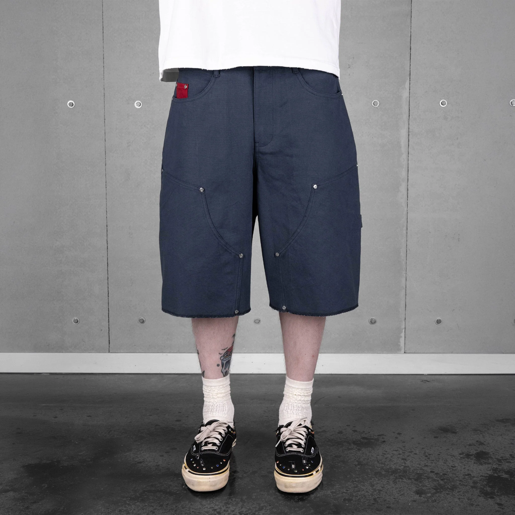 Expertly Made Commons Double Knee Canvas Short Navy Traditional