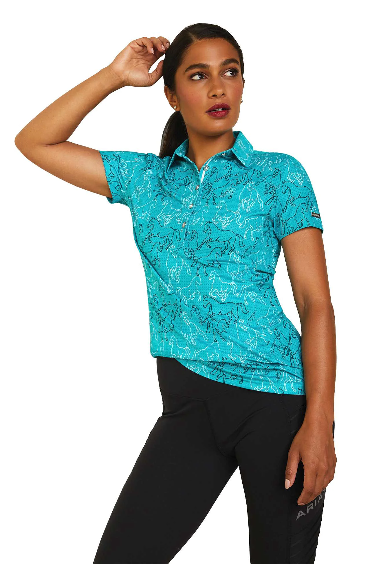 Outstanding Ariat Women's Motif Polo Shirt Viridian Green Practical