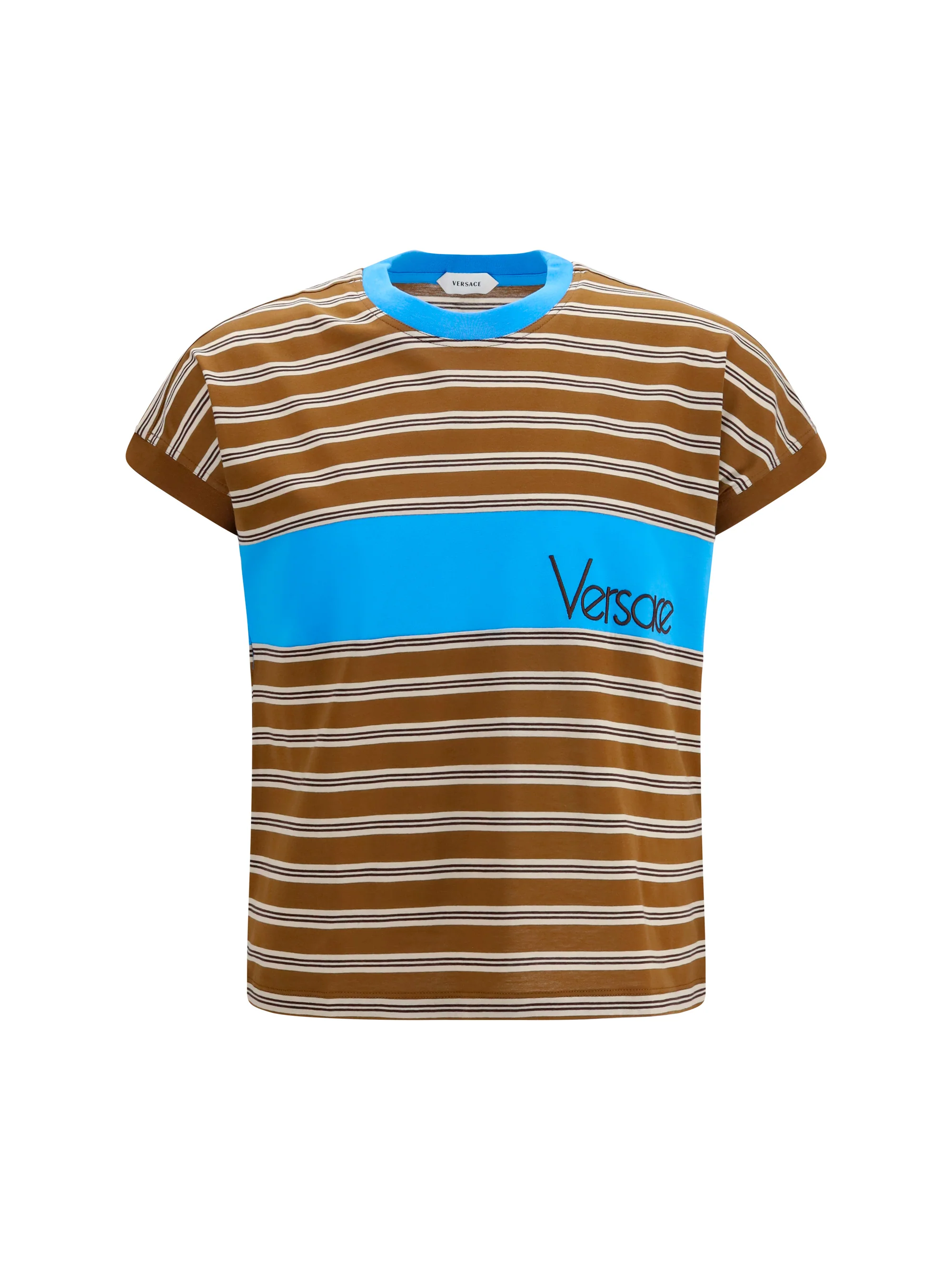 Healthy Cotton T-Shirt Striped Chestnut Beige Chocolate Outstanding