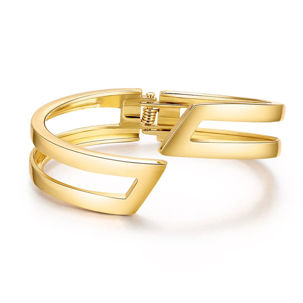 Environmentally Friendly Goldtone Open Layered Bypass Bangle Consistent