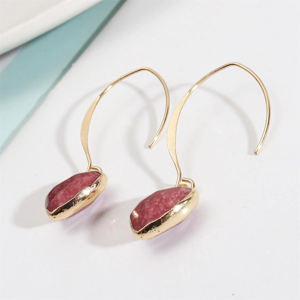 Enhanced Quartz Goldtone Heart Drop Earrings High-End