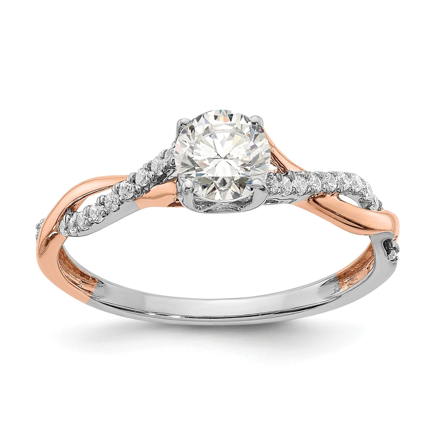 Advanced 14k Two-tone Gold Lab Grown Diamond Bypass Engagement Ring 0.62 carat Practical