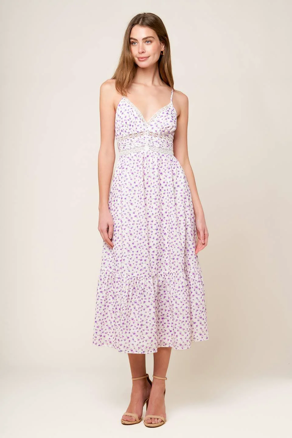 Fine Daylight Glimmer Lavender Woven Midi Dress Versatile