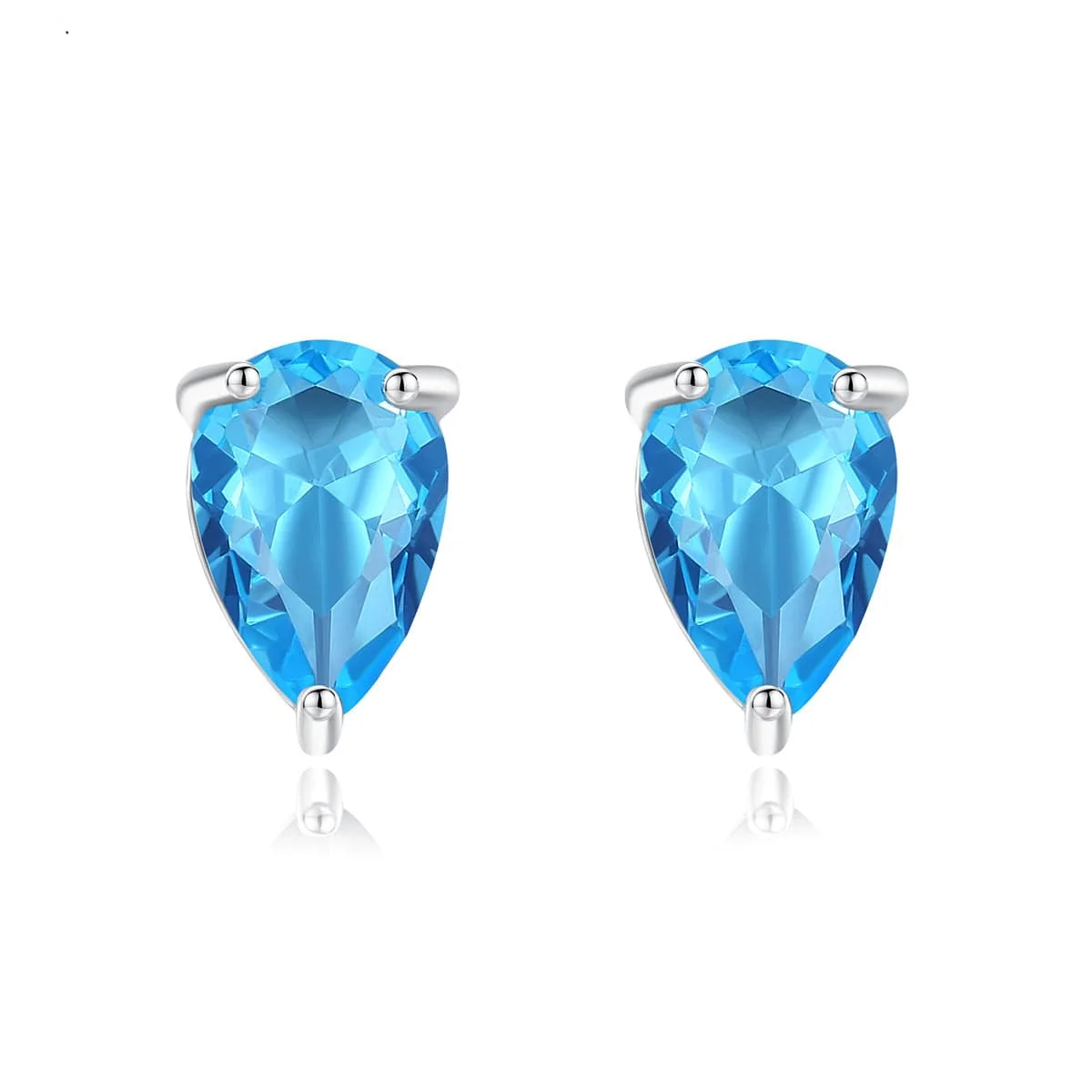 Next-Generation Blue Crystal Silvertone Pear-Cut Stud Earrings Fine Crafted