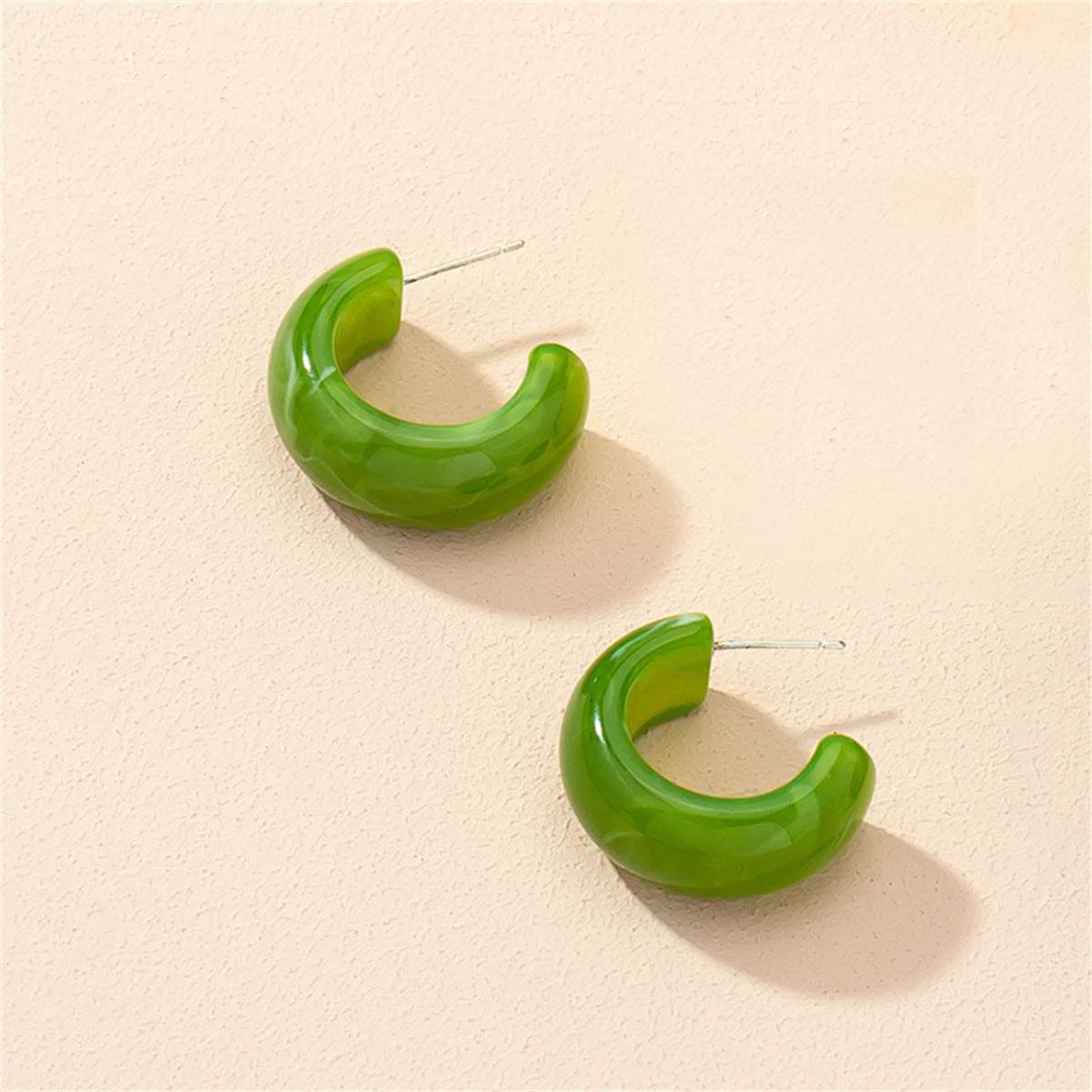 Efficient Green Swirl Chunky Hoop Earrings Functional