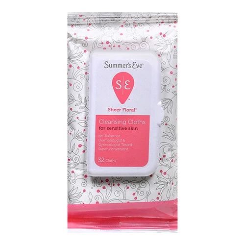 Stylish Summers Eve Feminine Cleansing Soft Cloths For Sensitive Skin Sheer Floral - 32 Ea Genuine
